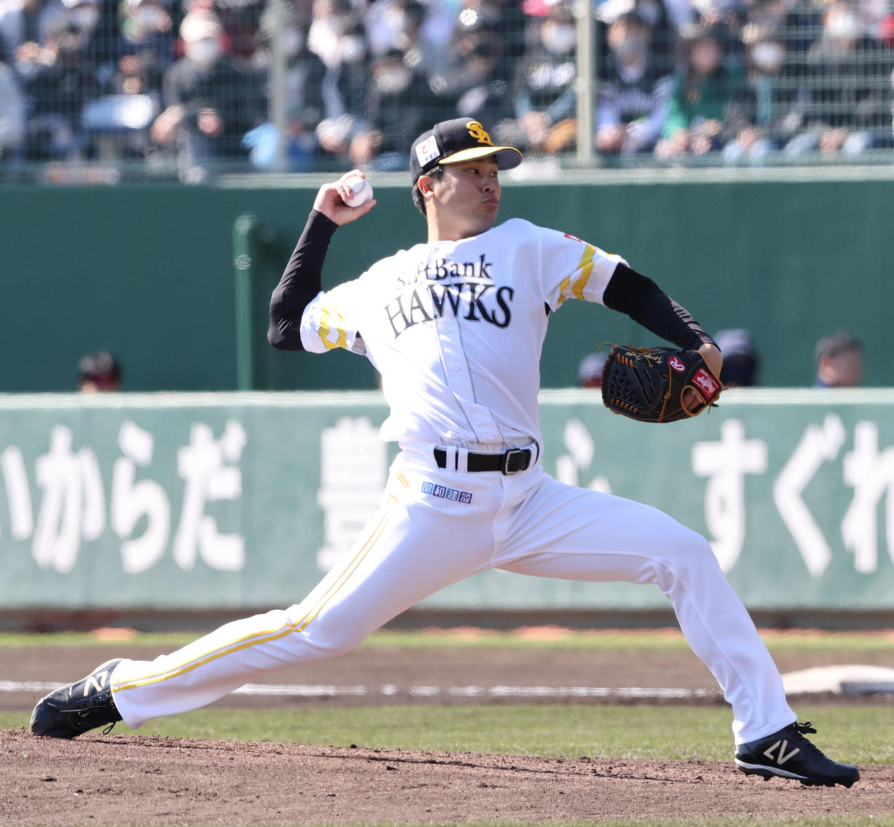 ソフトバンク対侍ジャパン　好投したソフトバンク先発の藤井（撮影・梅根麻紀）