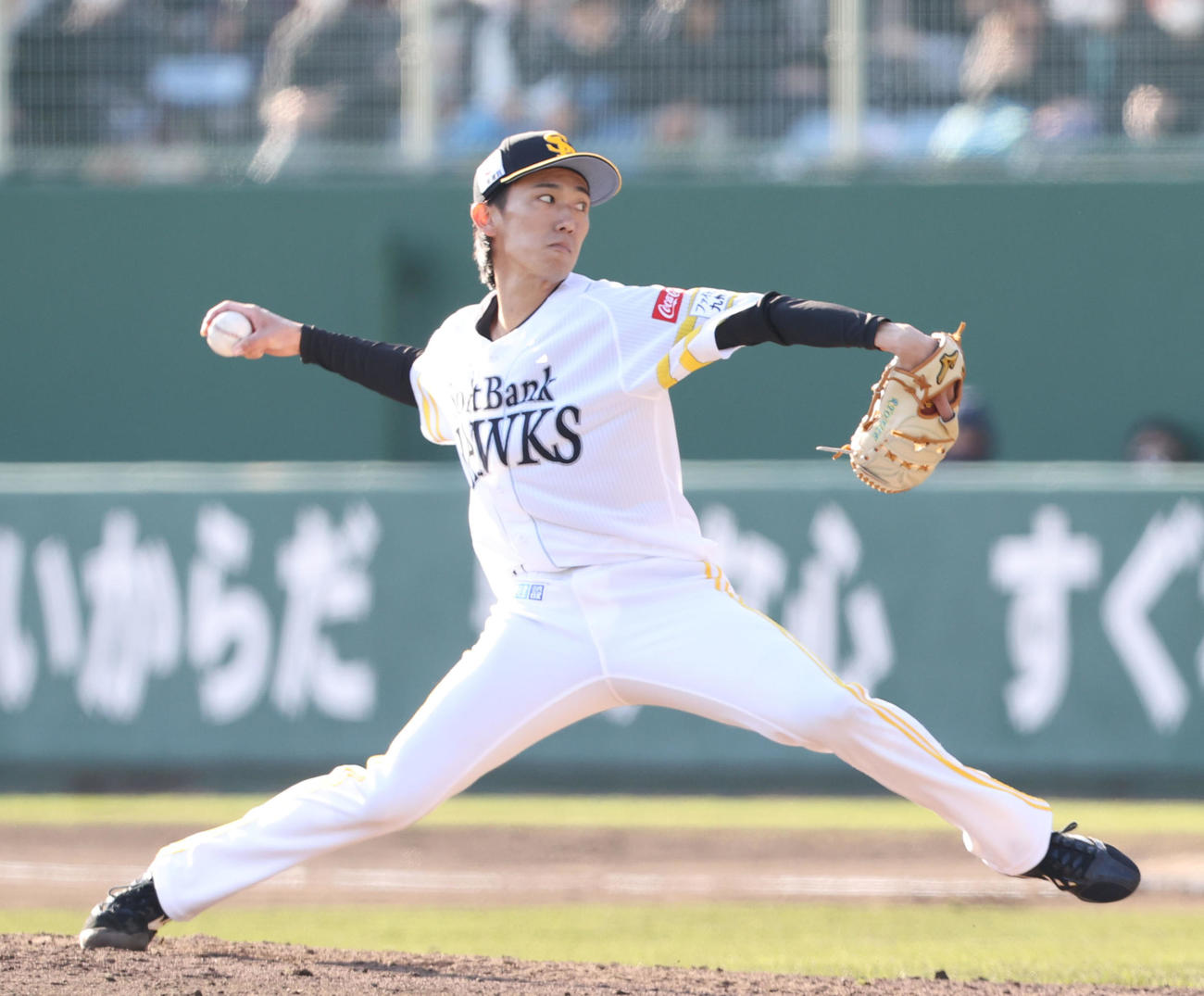 ソフトバンク対侍ジャパン　3番手として登板した大津亮介（撮影・梅根麻紀）