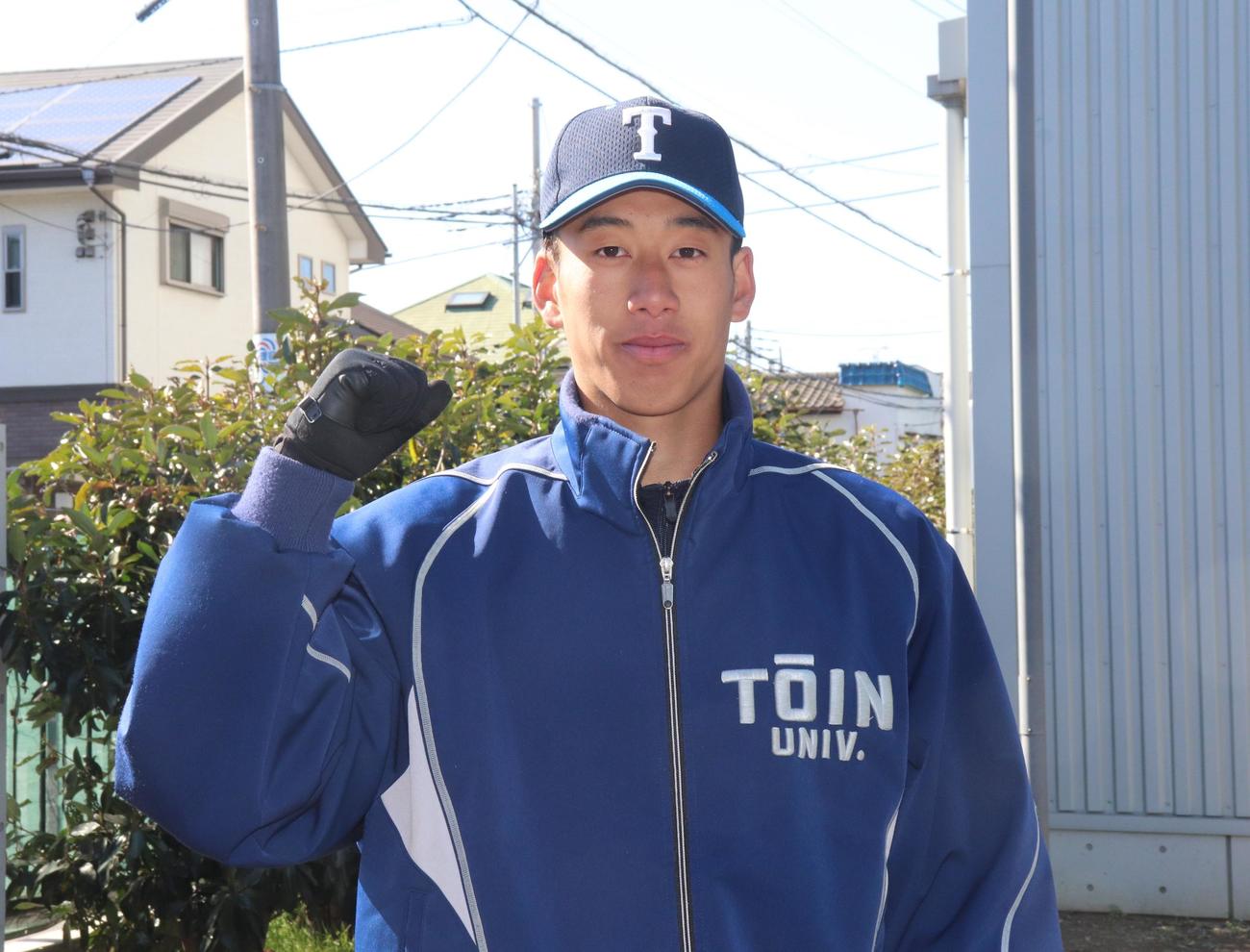 桐蔭横浜大対立大　3回を無安打無失点5奪三振に抑えた桐蔭横浜大・藪野（撮影・星夏穂）