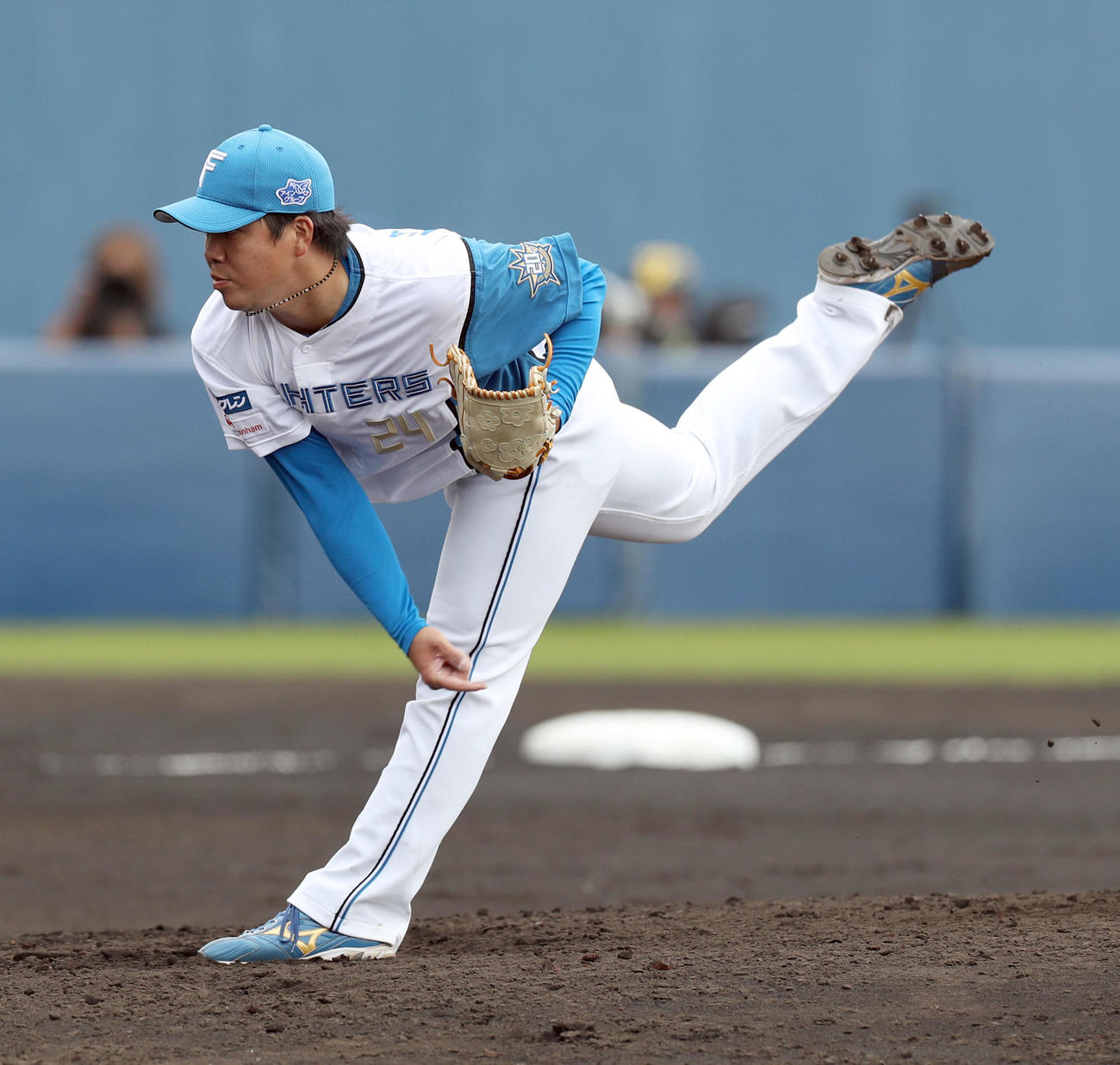 日本ハム対阪神　6回から登板する日本ハム金村（撮影・佐藤翔太）