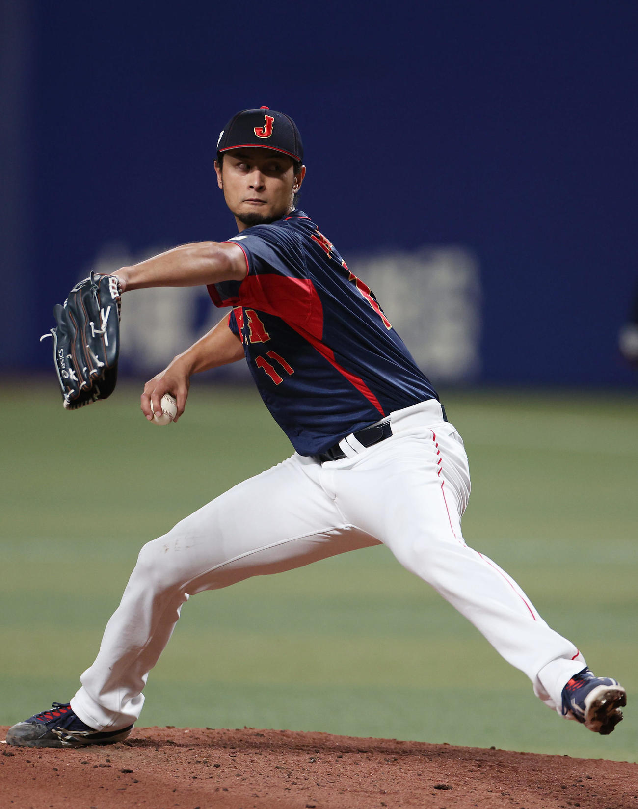 中日との合同練習で投球するダルビッシュ（撮影・前田充）