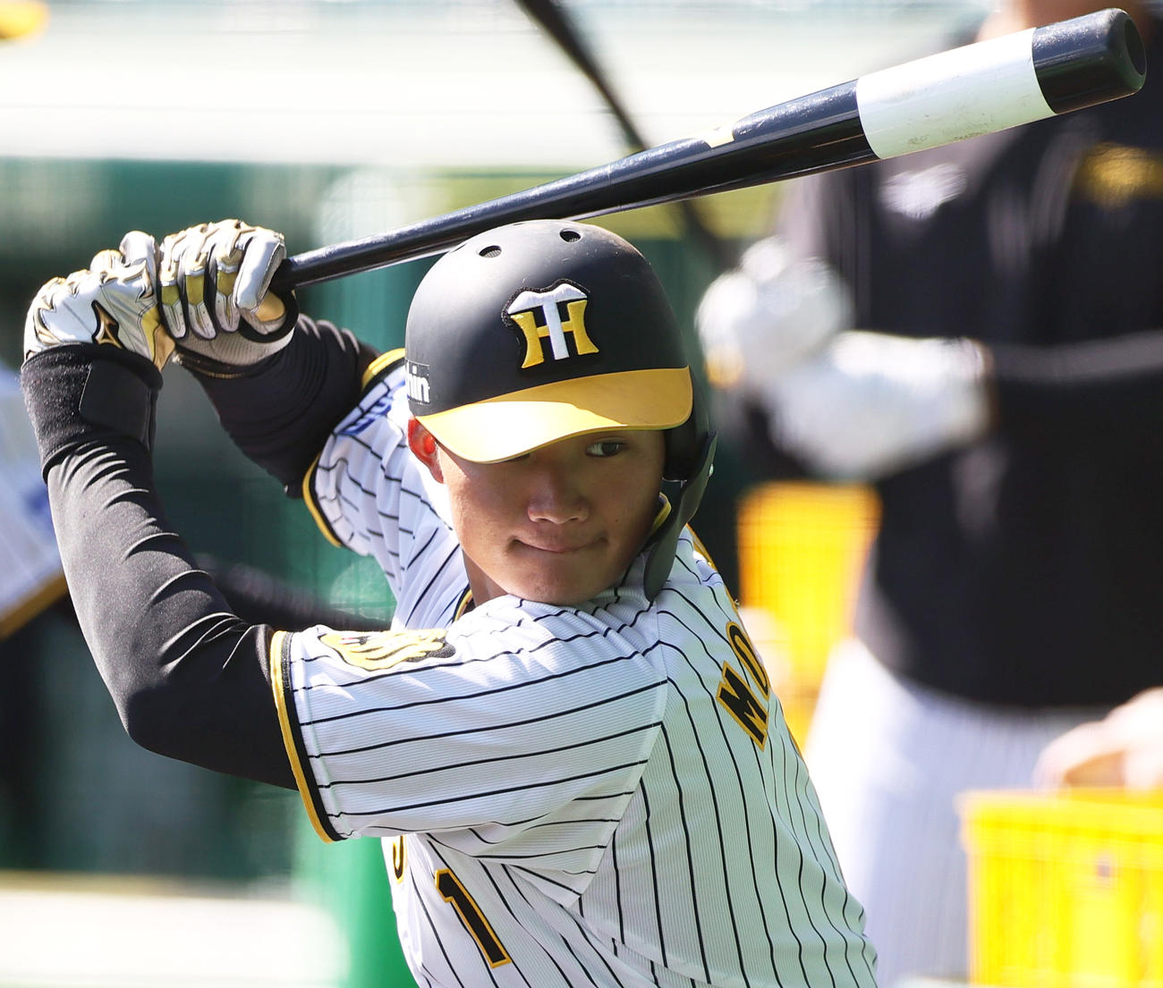 トス打撃する森下（撮影・上山淳一）