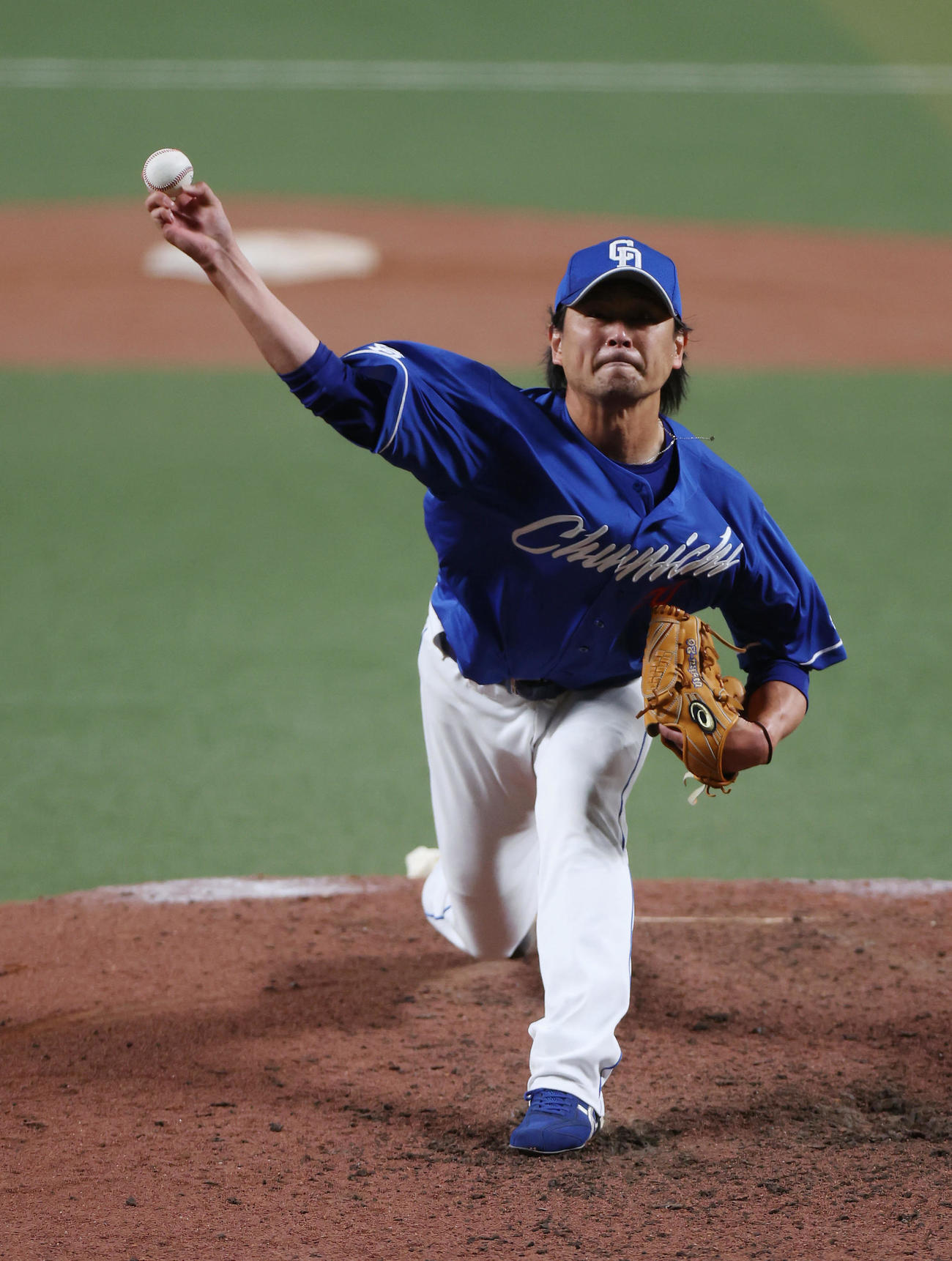 侍ジャパン対中日　力投する中日2番手の涌井（撮影・前田充）