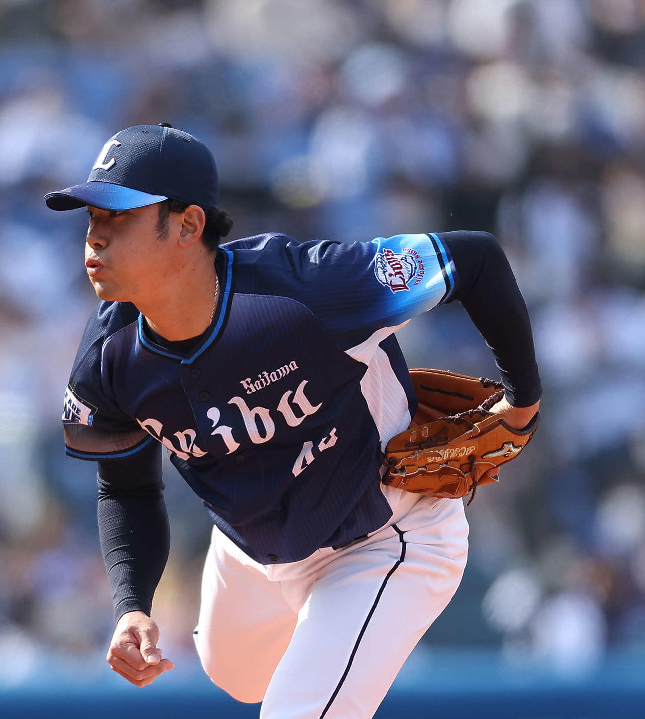 DeNA対西武　2回裏DeNA1死一、二塁、西武2番手で登板する田村（撮影・河田真司）