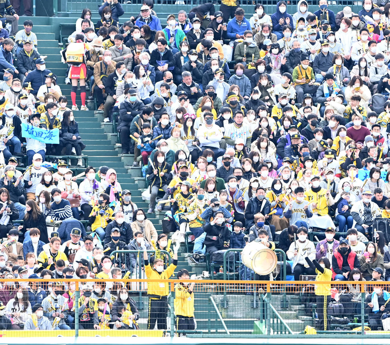 阪神対オリックス　2回、応援する阪神ファン（撮影・前岡正明）