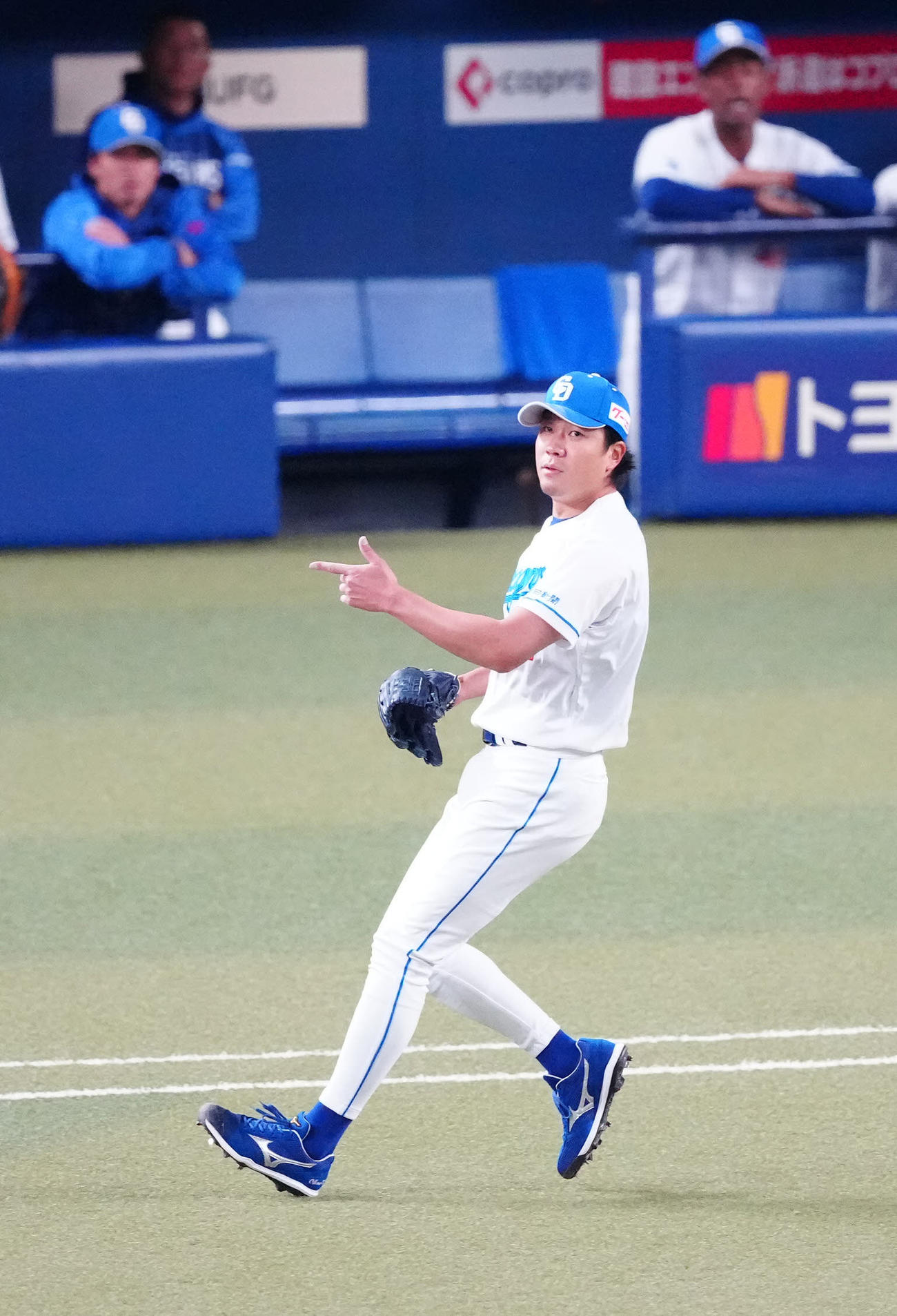 中日対侍ジャパン　1回表侍ジャパン無死、近藤を一ゴロに仕留めた大野雄（撮影・江口和貴）