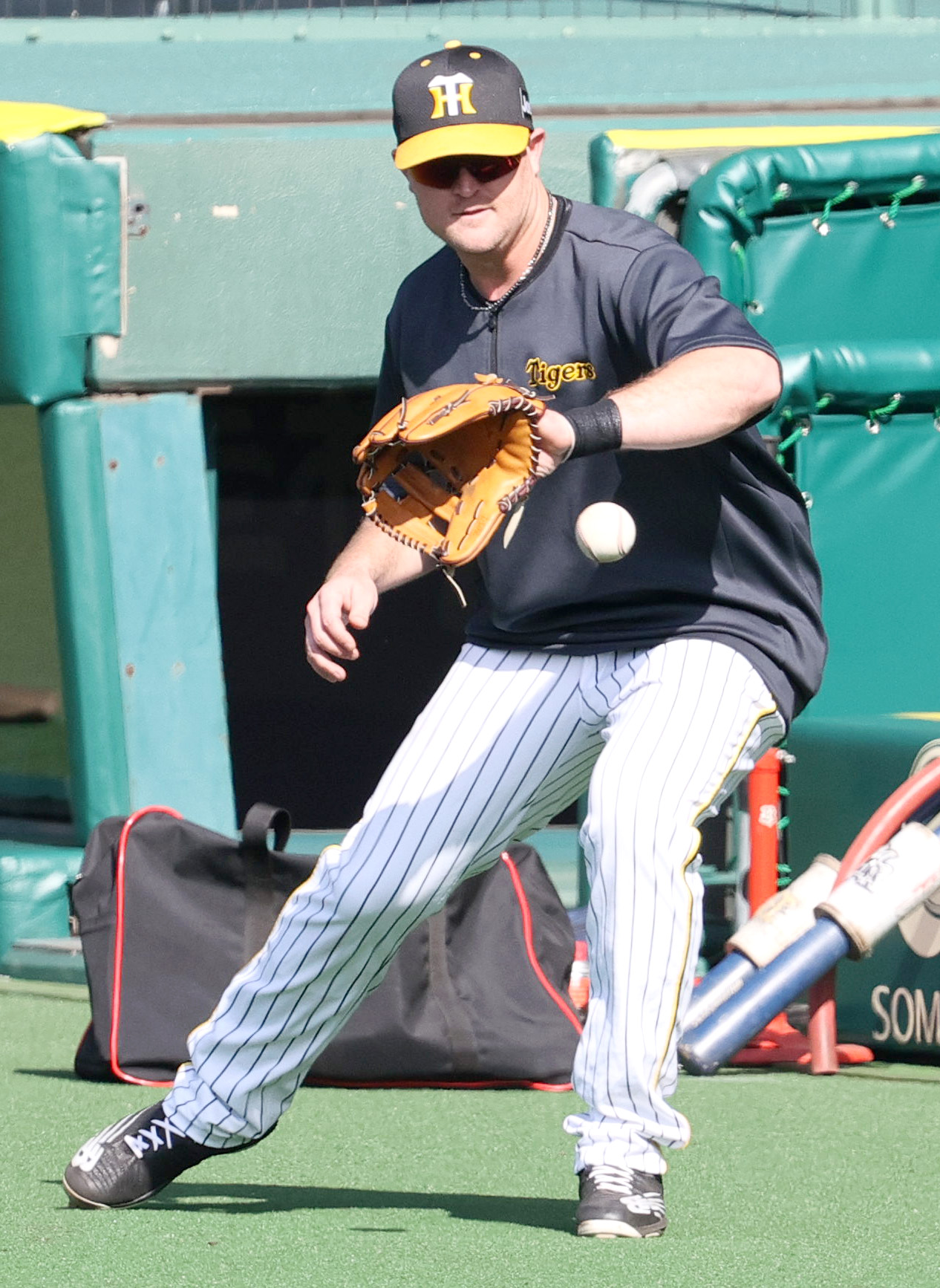 オープン戦・阪神対オリックス　練習でノックを受ける阪神ノイジー（撮影・上山淳一）