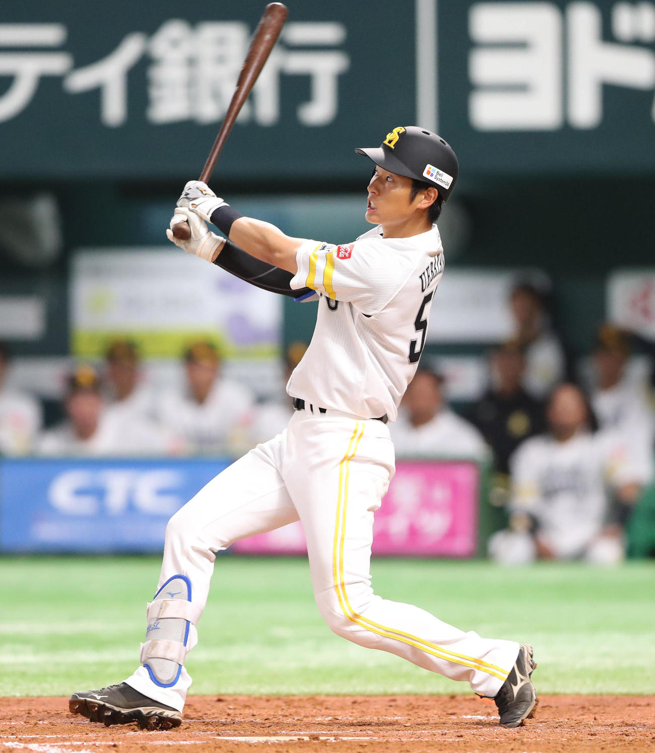 ソフトバンク対ヤクルト　3回裏ソフトバンク2死、上林誠知は右越えに先制本塁打を放つ（撮影・梅根麻紀）