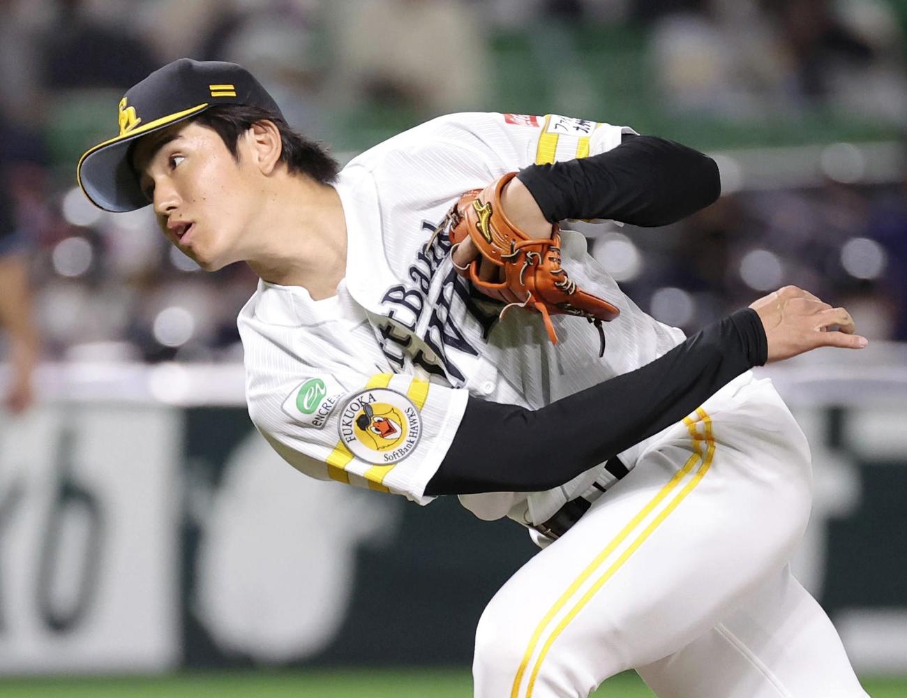 2番手で登板し、3回無失点のソフトバンク高橋礼（共同）