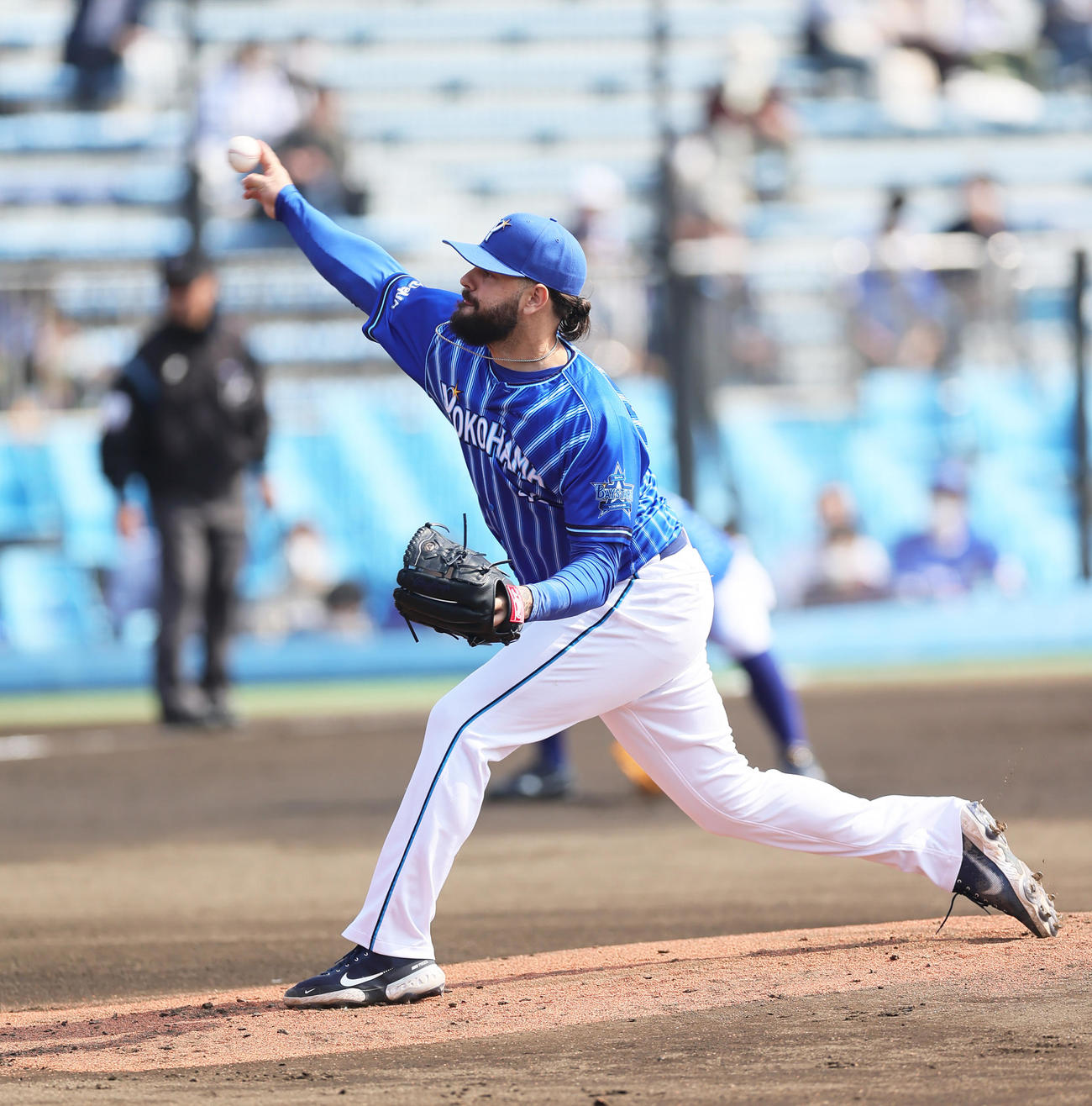 楽天対DeNA DeNA先発のガゼルマン（撮影・足立雅史）