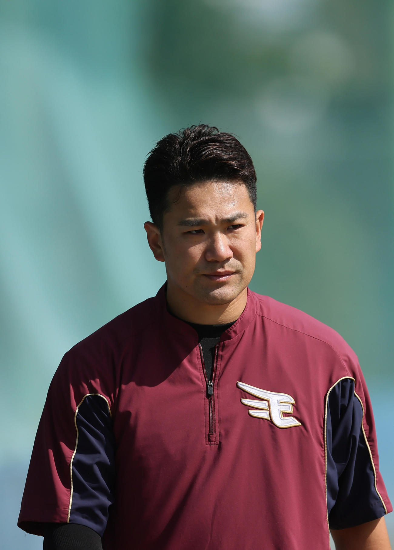 練習に臨む楽天田中将（撮影・足立雅史）