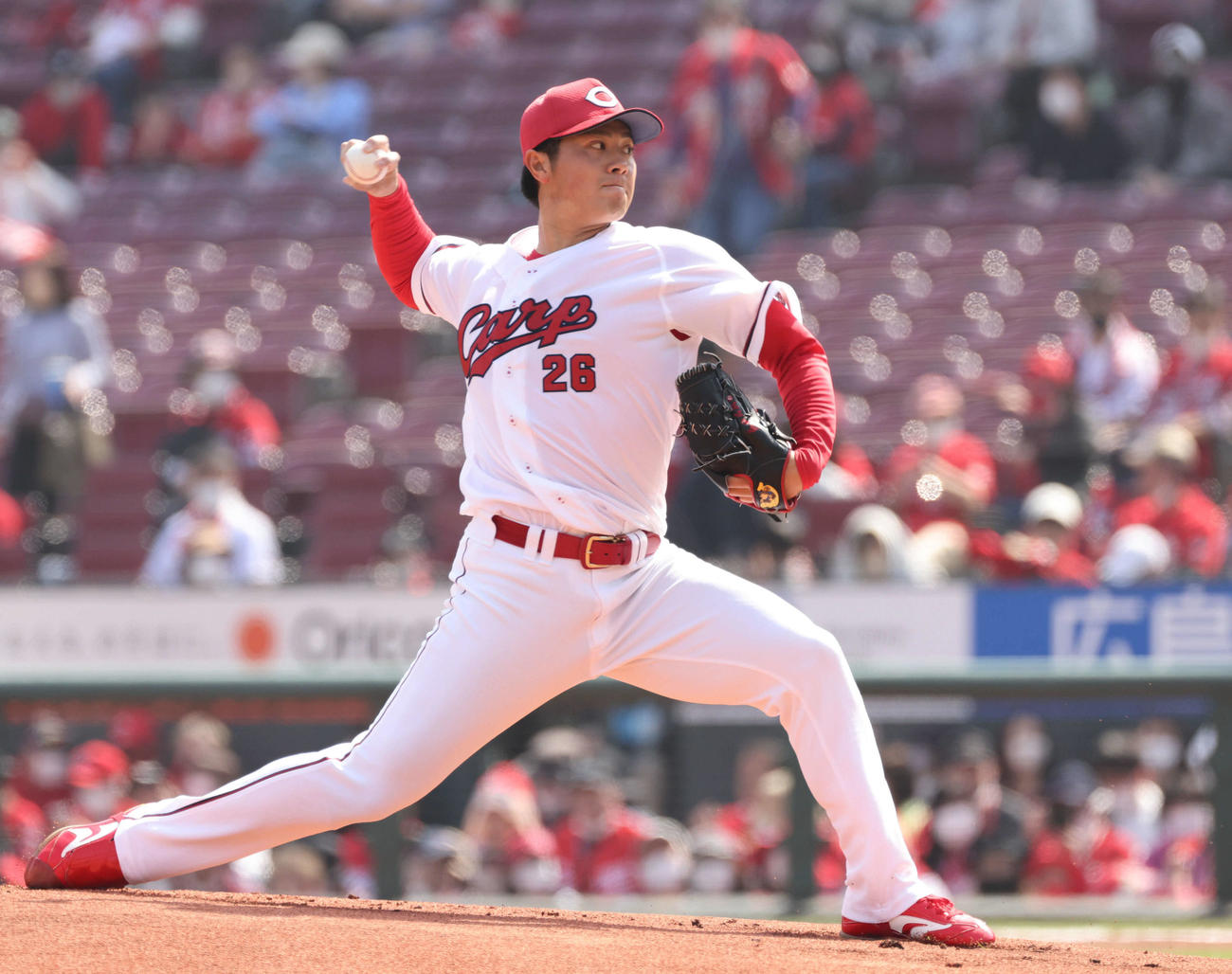 オープン戦広島対ヤクルト　広島先発のドラフト3位の益田（撮影・加藤孝規）