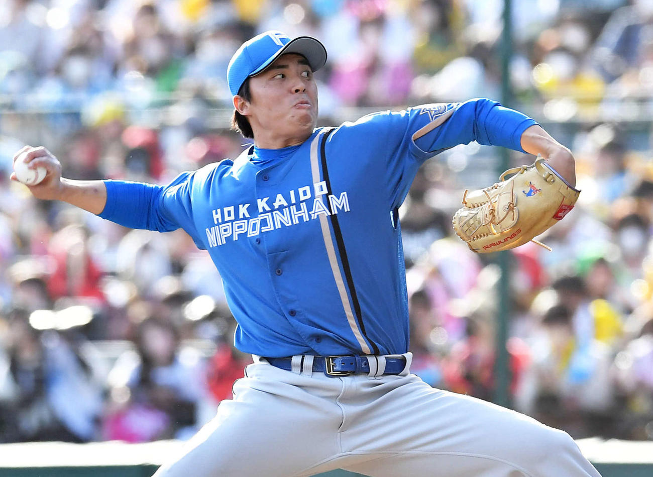 阪神対日本ハム　8回裏から登板した、日本ハム7番手の田中正（撮影・岩下翔太）