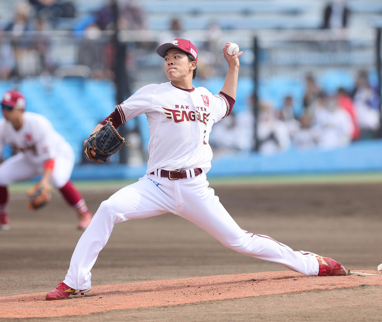 楽天対オリックス　楽天先発の早川（撮影・足立雅史）