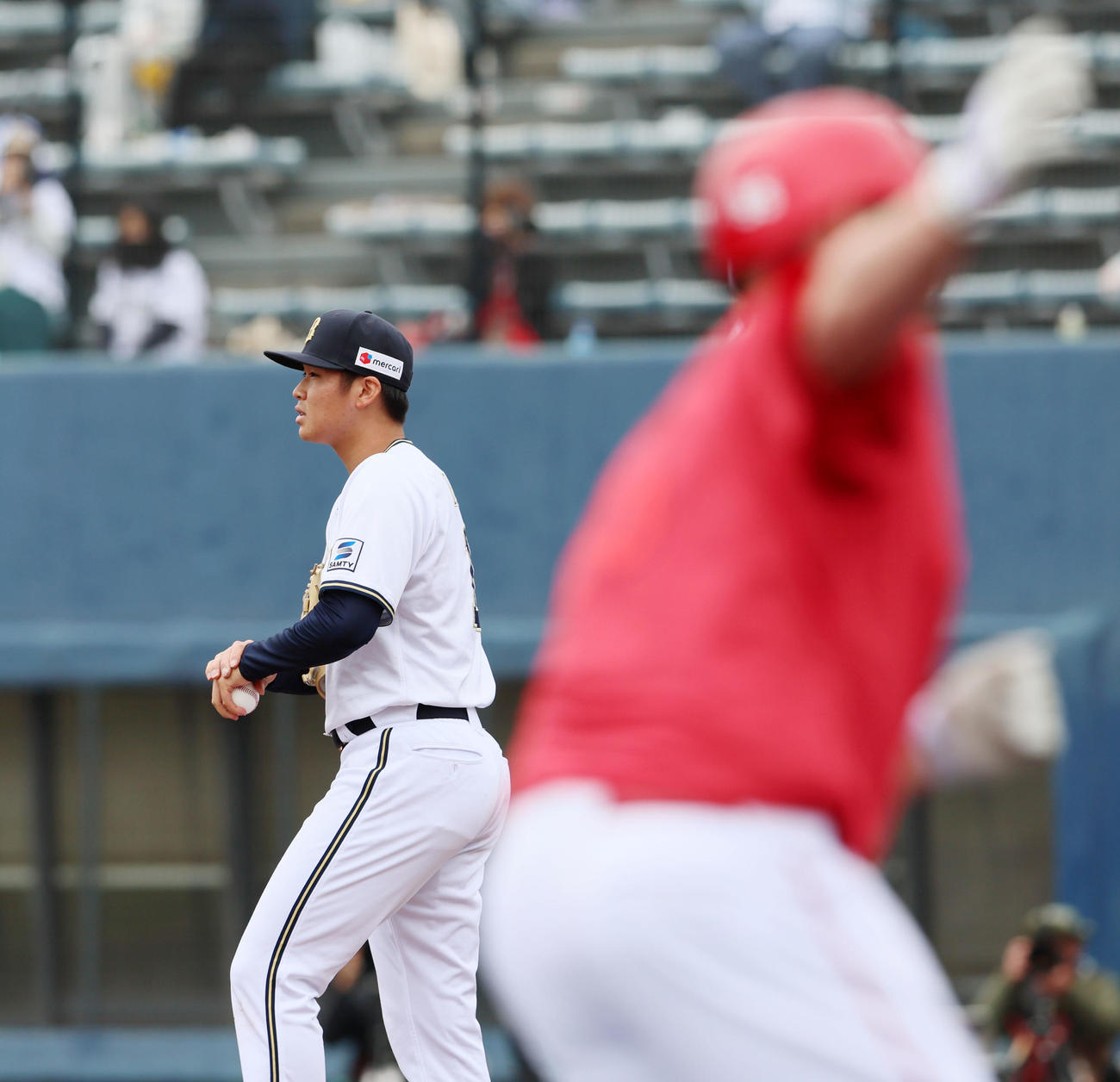オリックス対広島　4回表広島無死、山下はデビッドソンに中越え本塁打を被弾（撮影・加藤哉）