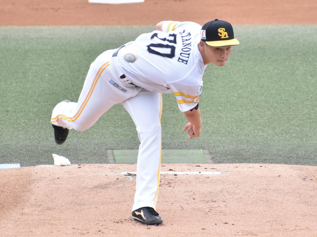 ソフトバンク対中日　ウエスタン・リーグ開幕戦に先発するソフトバンク田上（撮影・只松憲）