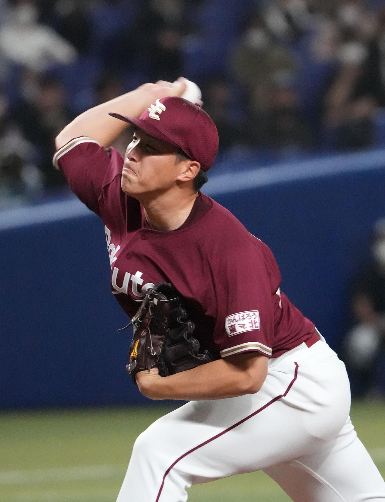 中日対楽天　7回裏、楽天4番手で登板する小孫（撮影・森本幸一）