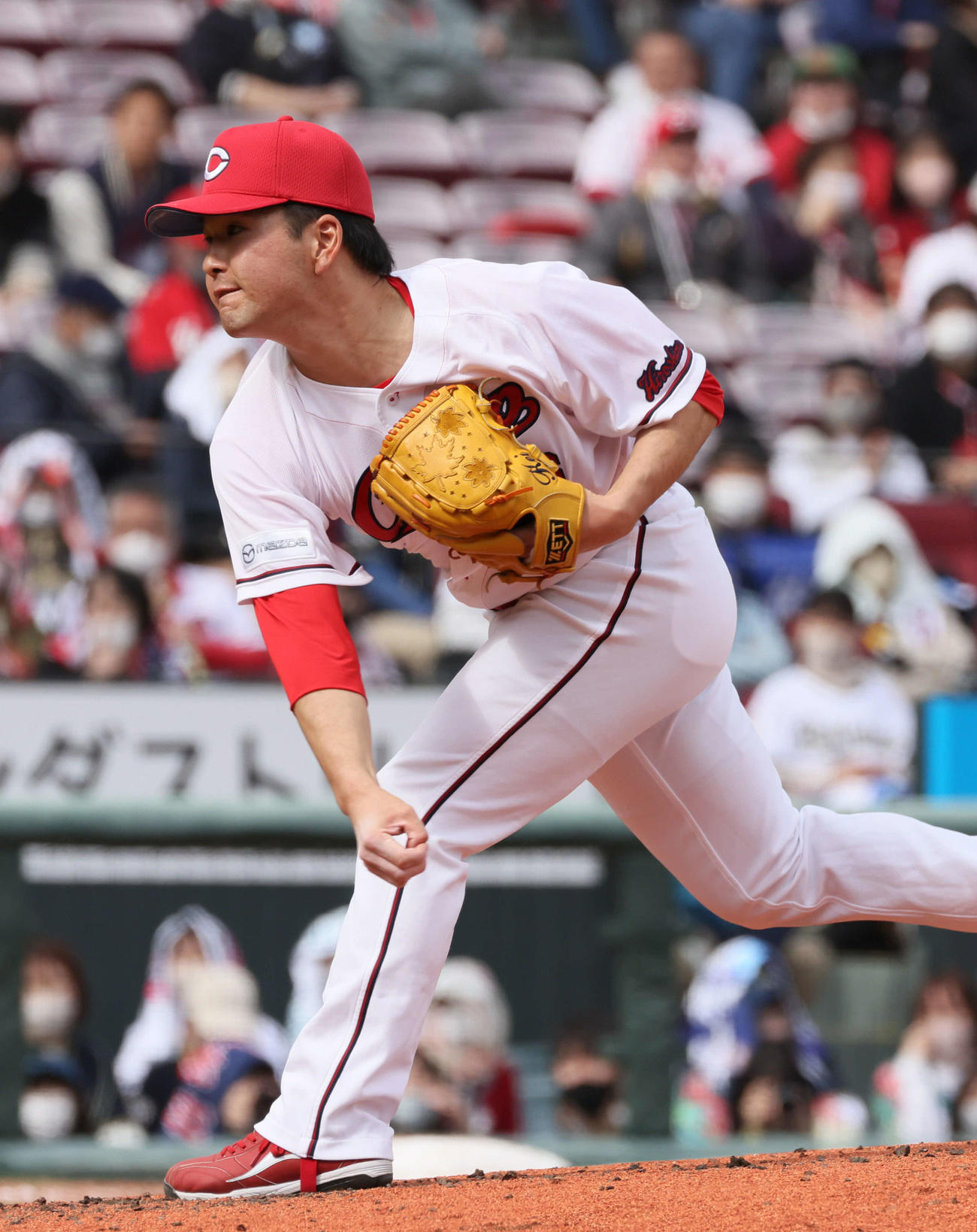 オープン戦広島対オリックス　5回表オリックス、広島2番手、ドラフト5位の河野（撮影・加藤孝規）