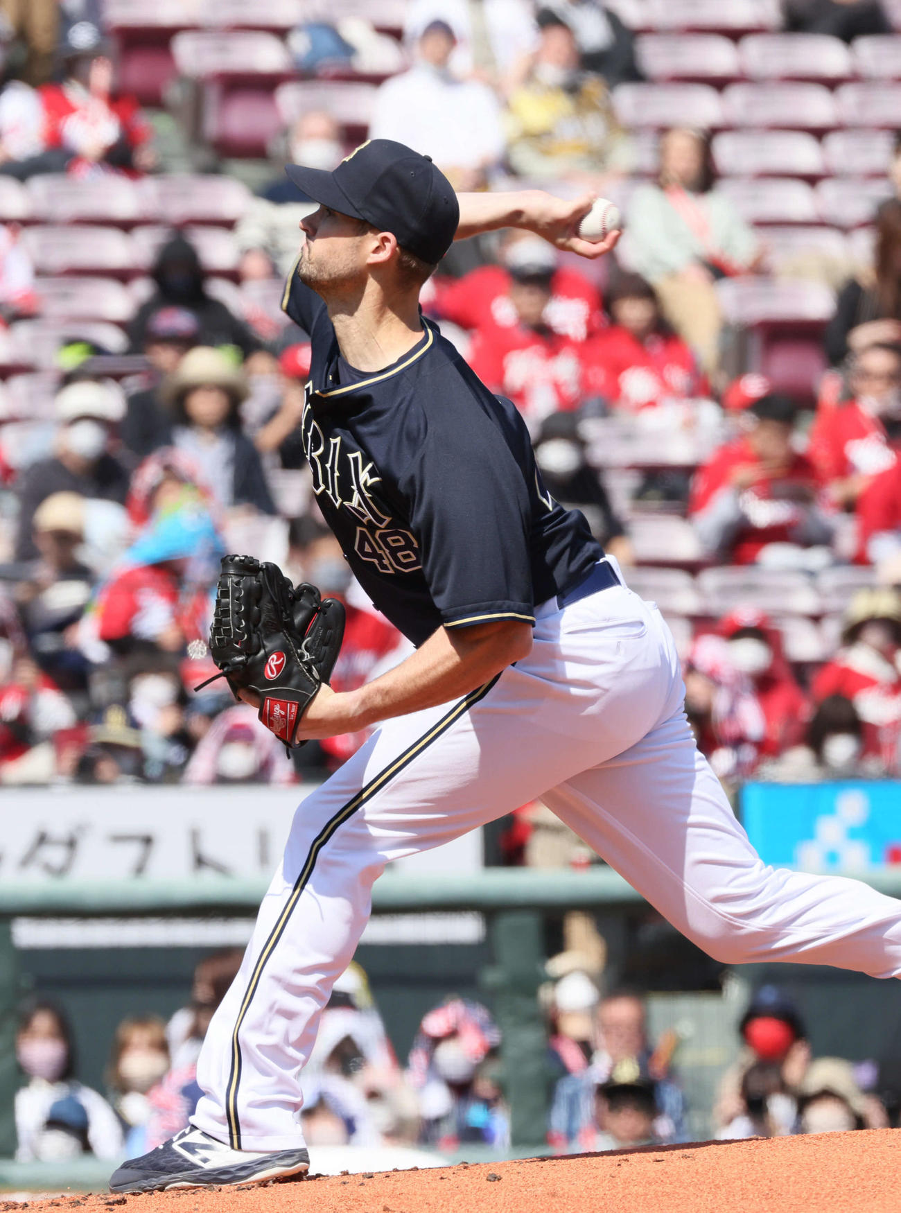 オープン戦広島対オリックス　オリックス先発のニックス（撮影・加藤孝規）