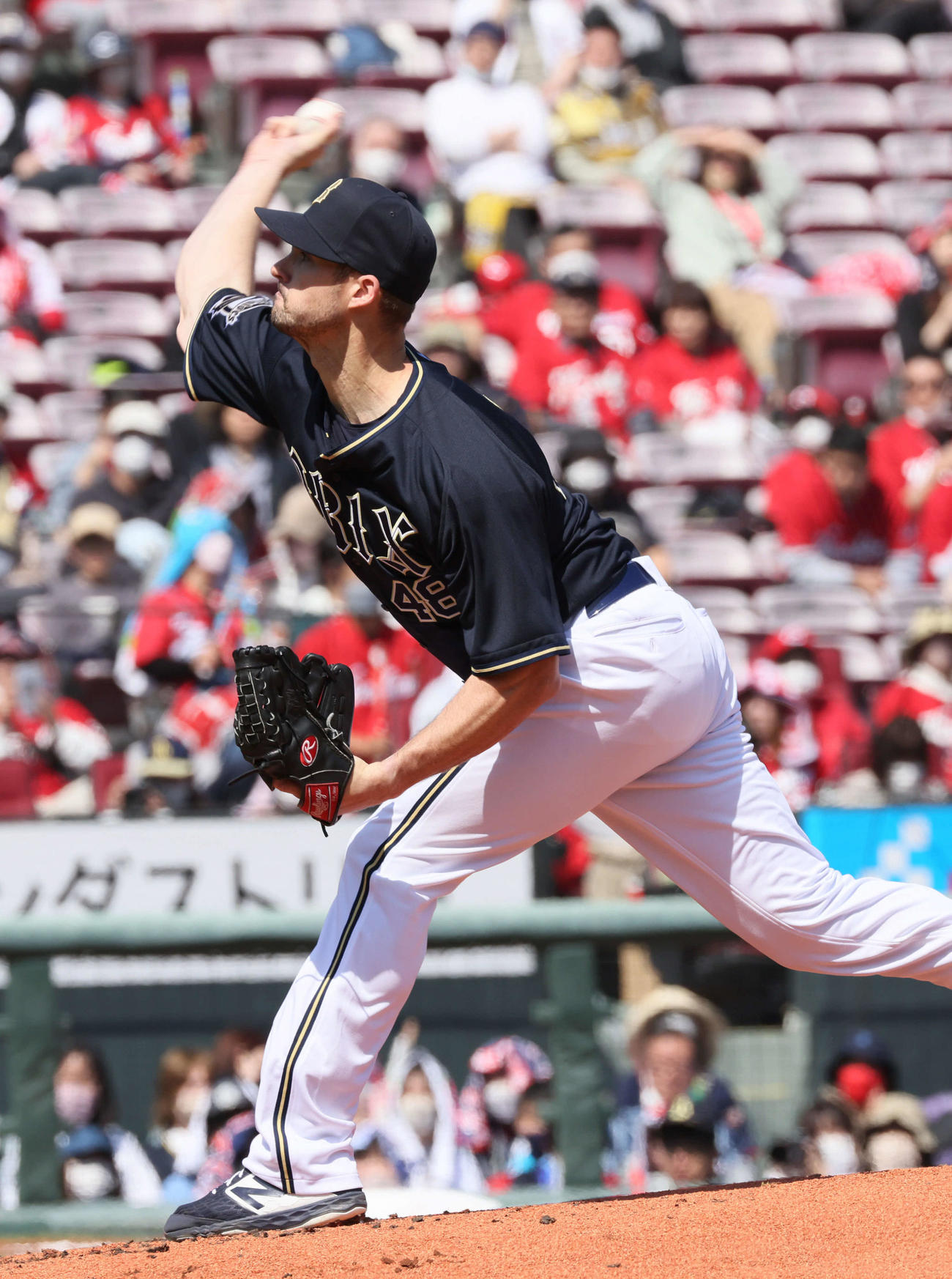 オープン戦広島対オリックス　オリックス先発のニックス（撮影・加藤孝規）