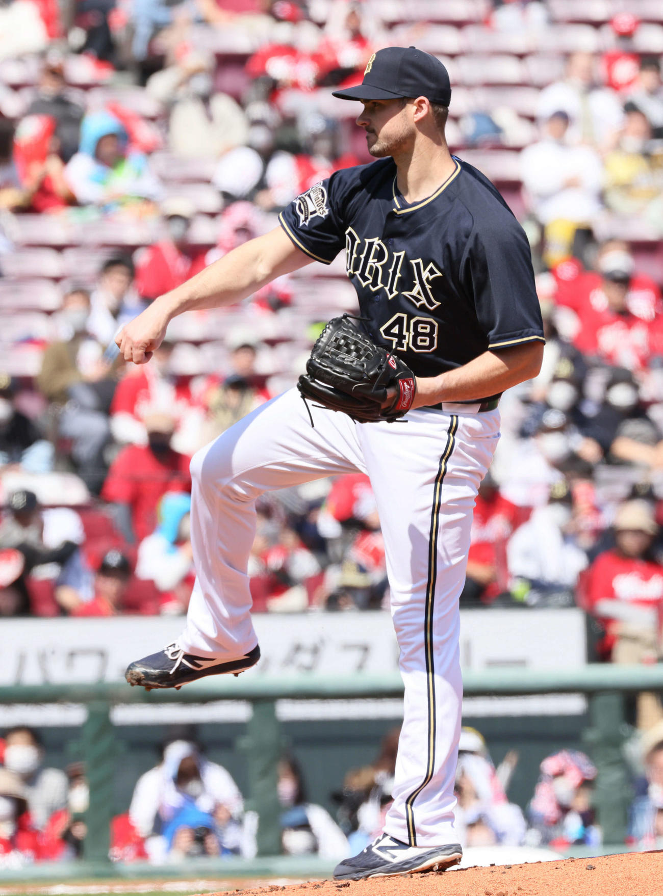 オープン戦広島対オリックス　オリックス先発のニックス（撮影・加藤孝規）