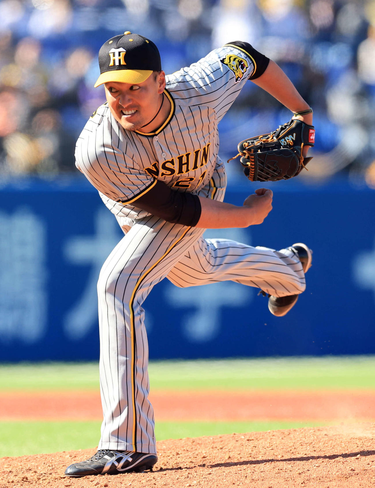 ヤクルト対阪神　6回裏ヤクルトの攻撃で登板した秋山（撮影・浅見桂子）