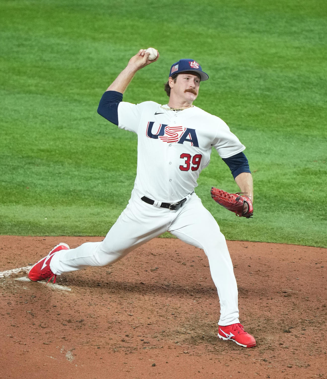 米国対キューバ　5回、米国2番手のマイコラス（撮影・菅敏）