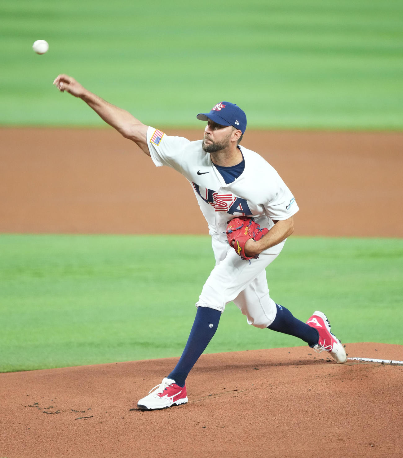 準決勝・米国対キューバ　米国先発のウェインライト（撮影・菅敏）