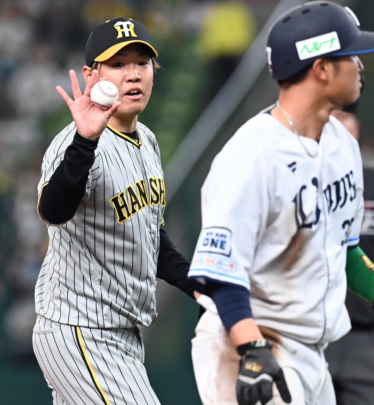 西武対阪神　5回を投げ1安打無失点と力投した阪神の先発西勇（撮影・たえ見朱実）