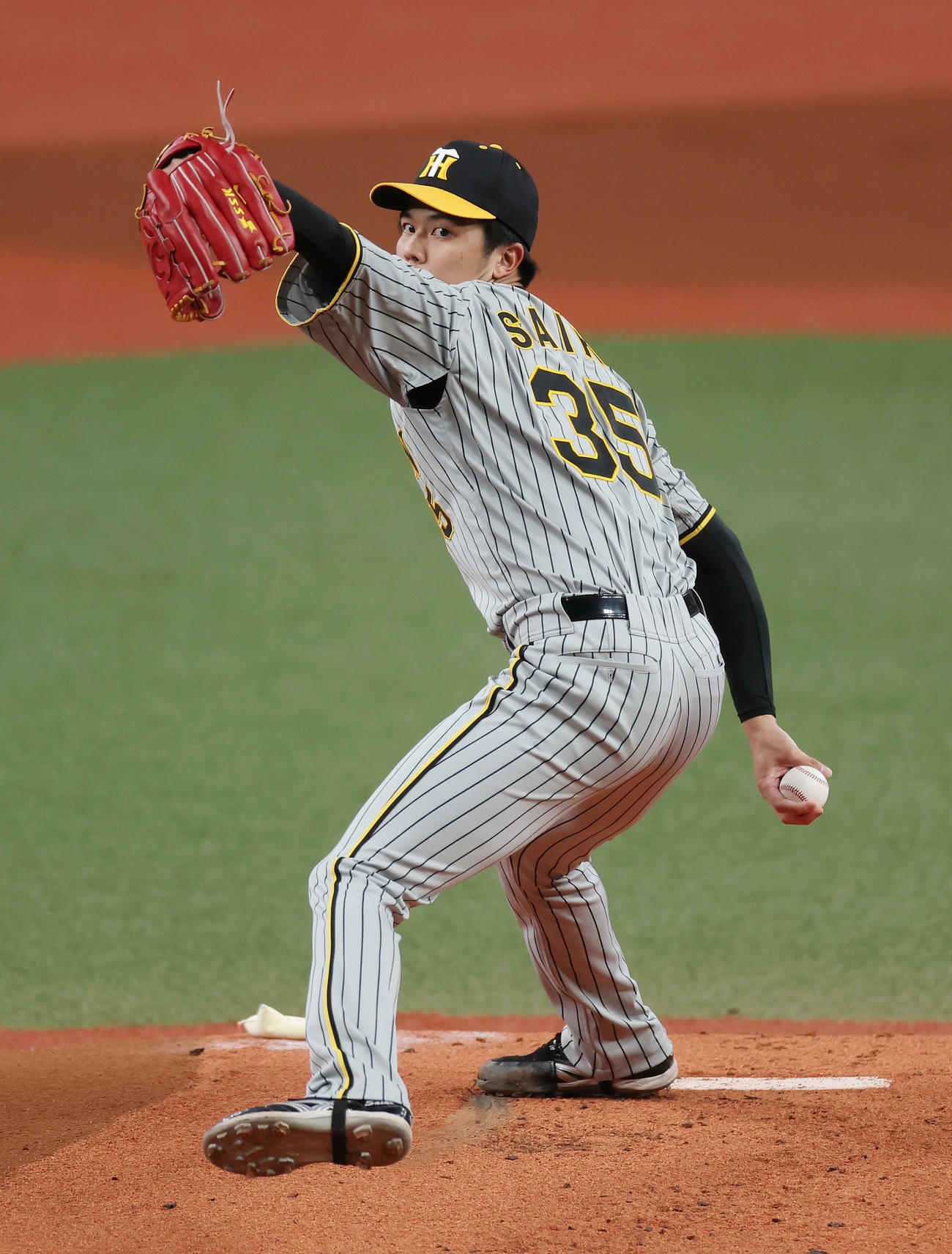 オリックス対阪神　力投する阪神先発の才木（撮影・前田充）