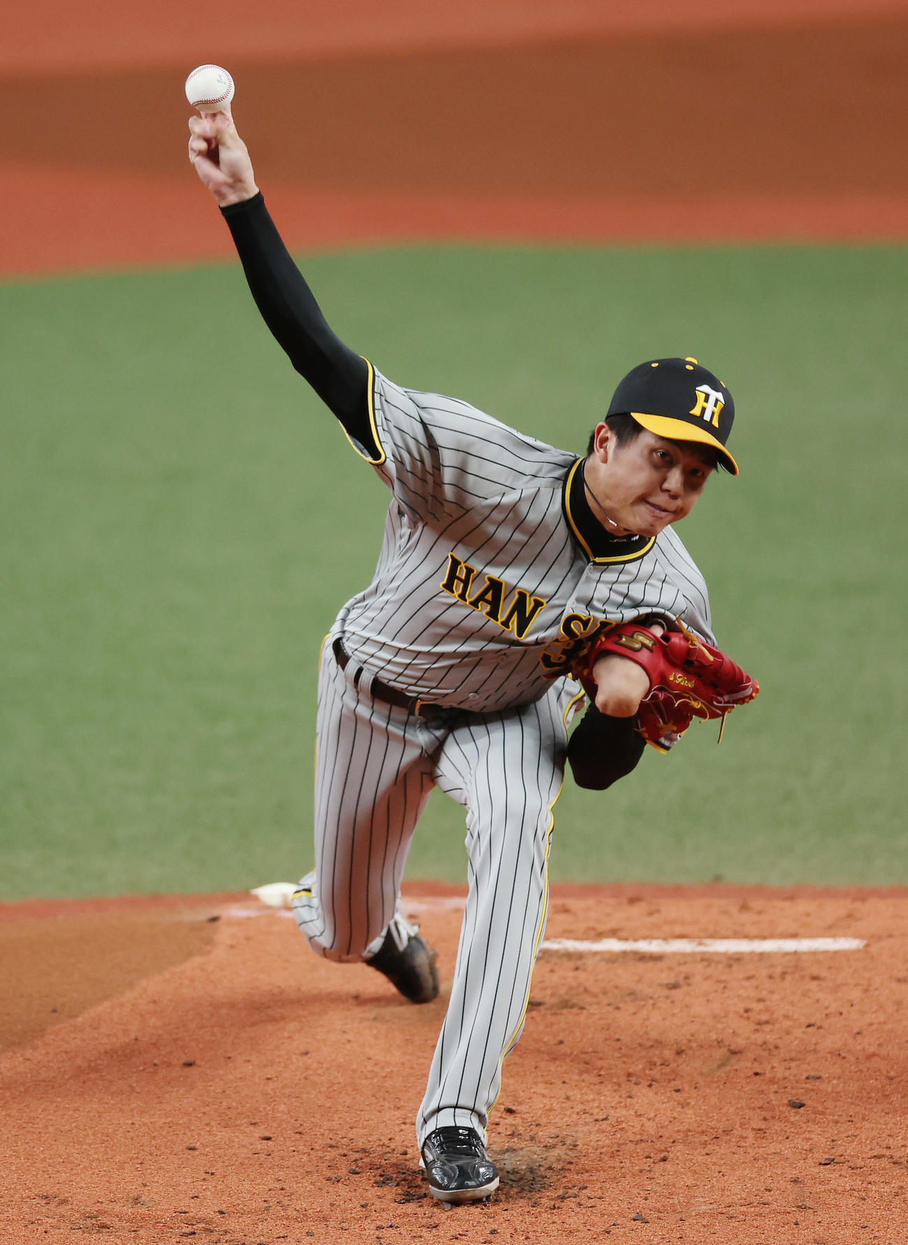 オリックス対阪神　力投する阪神先発の才木（撮影・前田充）