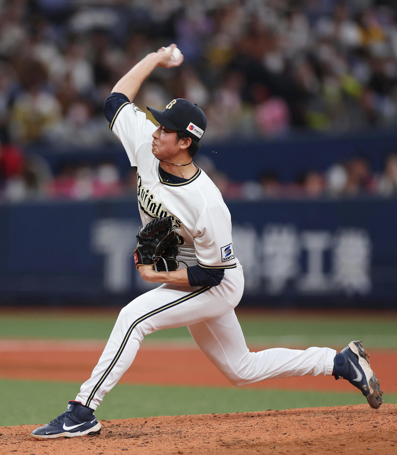 オリックス対阪神　オリックス3番手で登板する山崎颯（撮影・前田充）