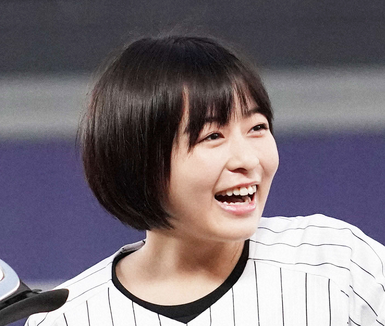 ロッテ対楽天千で始球式を行った森七菜（2021年3月30日撮影）