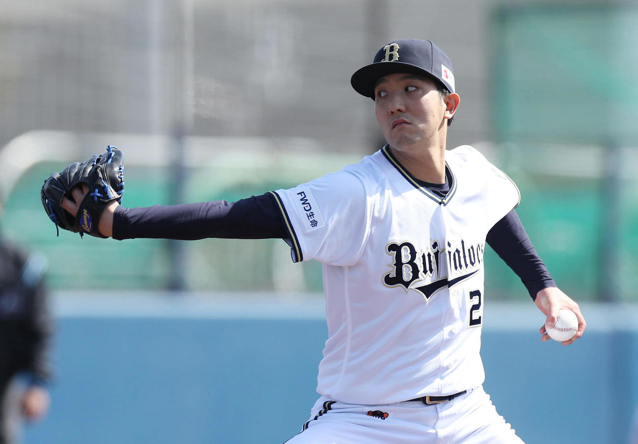 オリックス対阪神　力投するオリックス先発の田嶋（撮影・前田充）