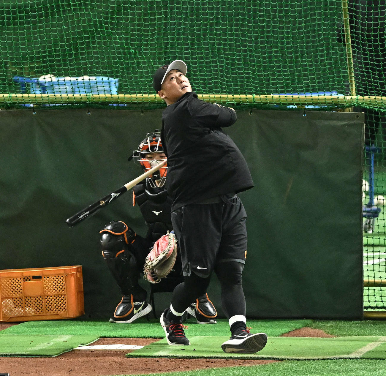 フリー打撃する中田翔（撮影・滝沢徹郎）