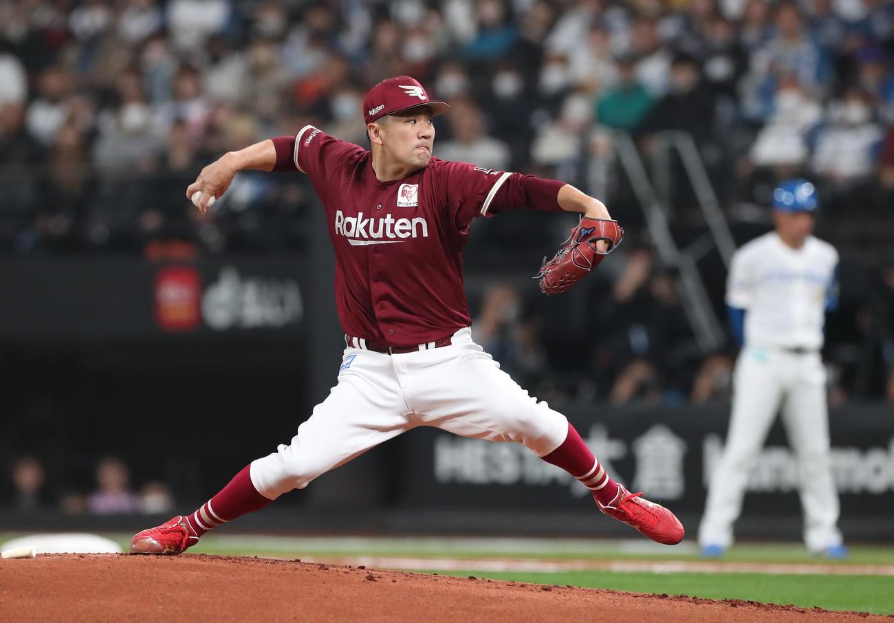 日本ハム対楽天　楽天先発の田中将（撮影・黒川智章）