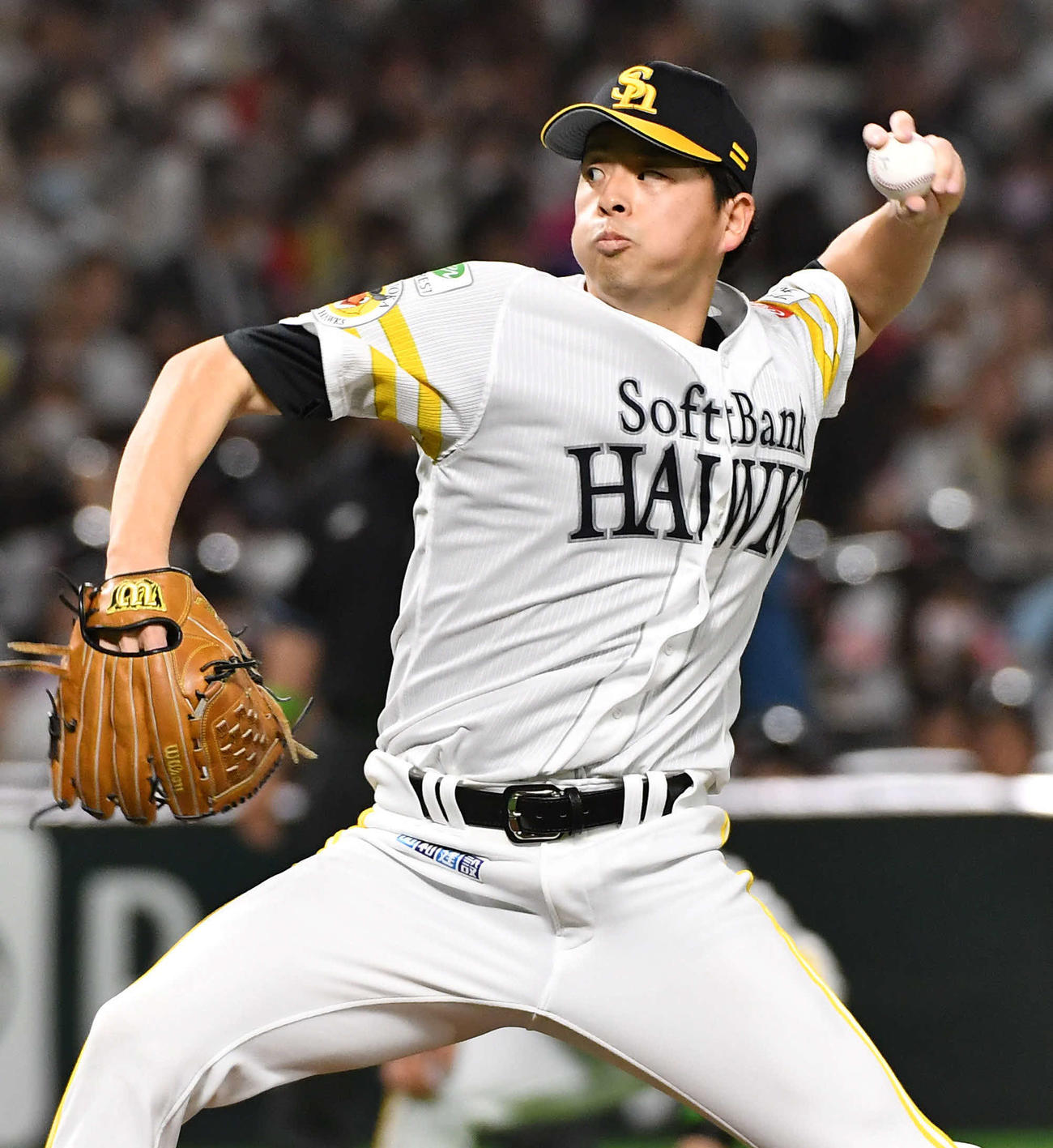 ソフトバンク対ロッテ　ソフトバンク先発の大関（撮影・岩下翔太）