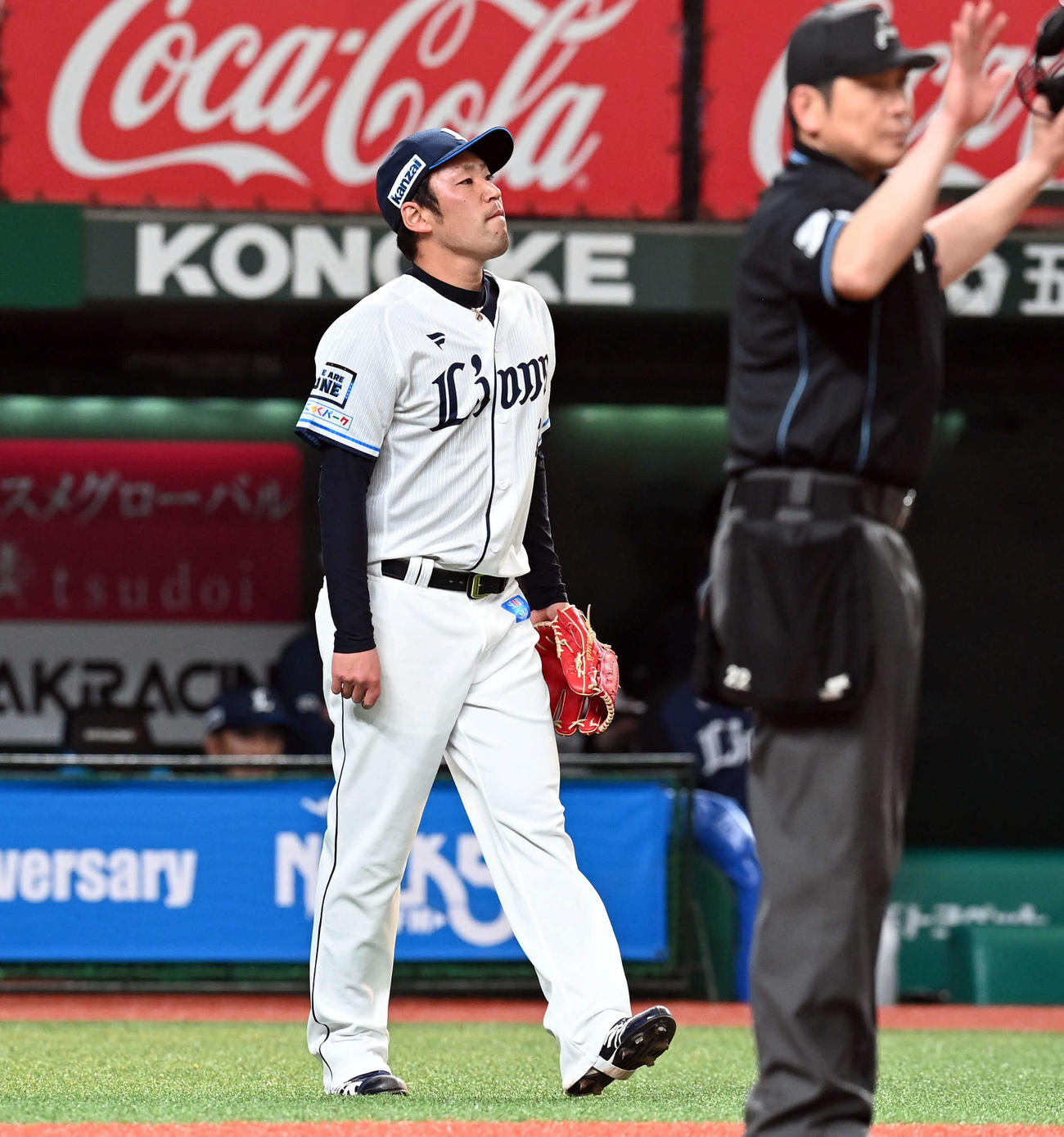 西武対オリックス　9回からマウンドに上がり3失点の西武増田（撮影・たえ見朱実）