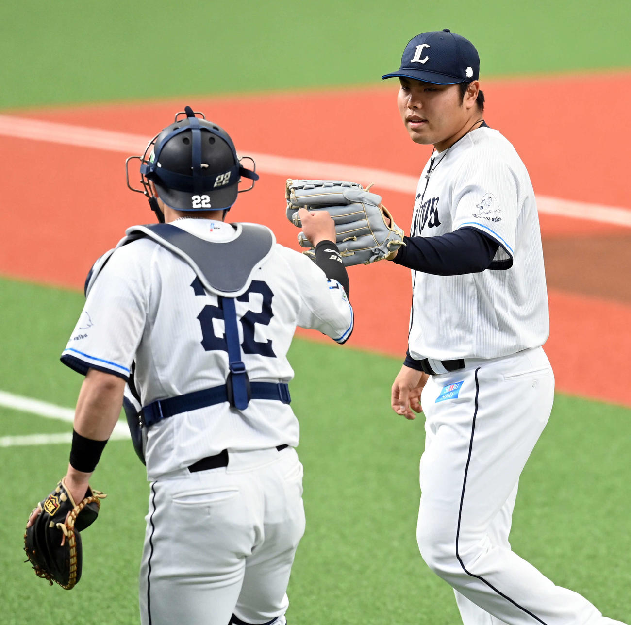 西武対オリックス　初回を無失点に抑えた西武の先発平良（撮影・たえ見朱実）
