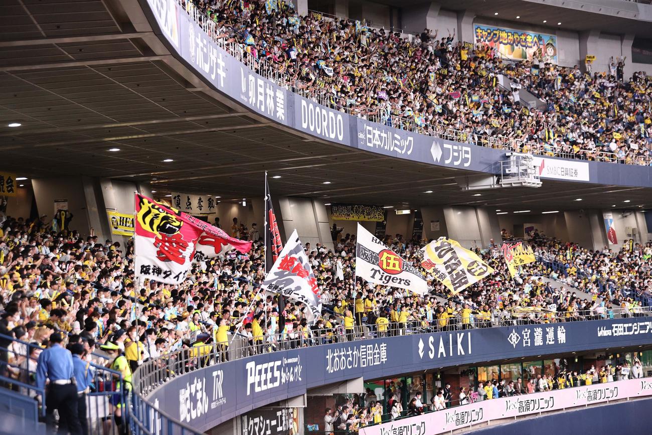 阪神対DeNA　ライトスタンドで応援する阪神ファン（撮影・上田博志）