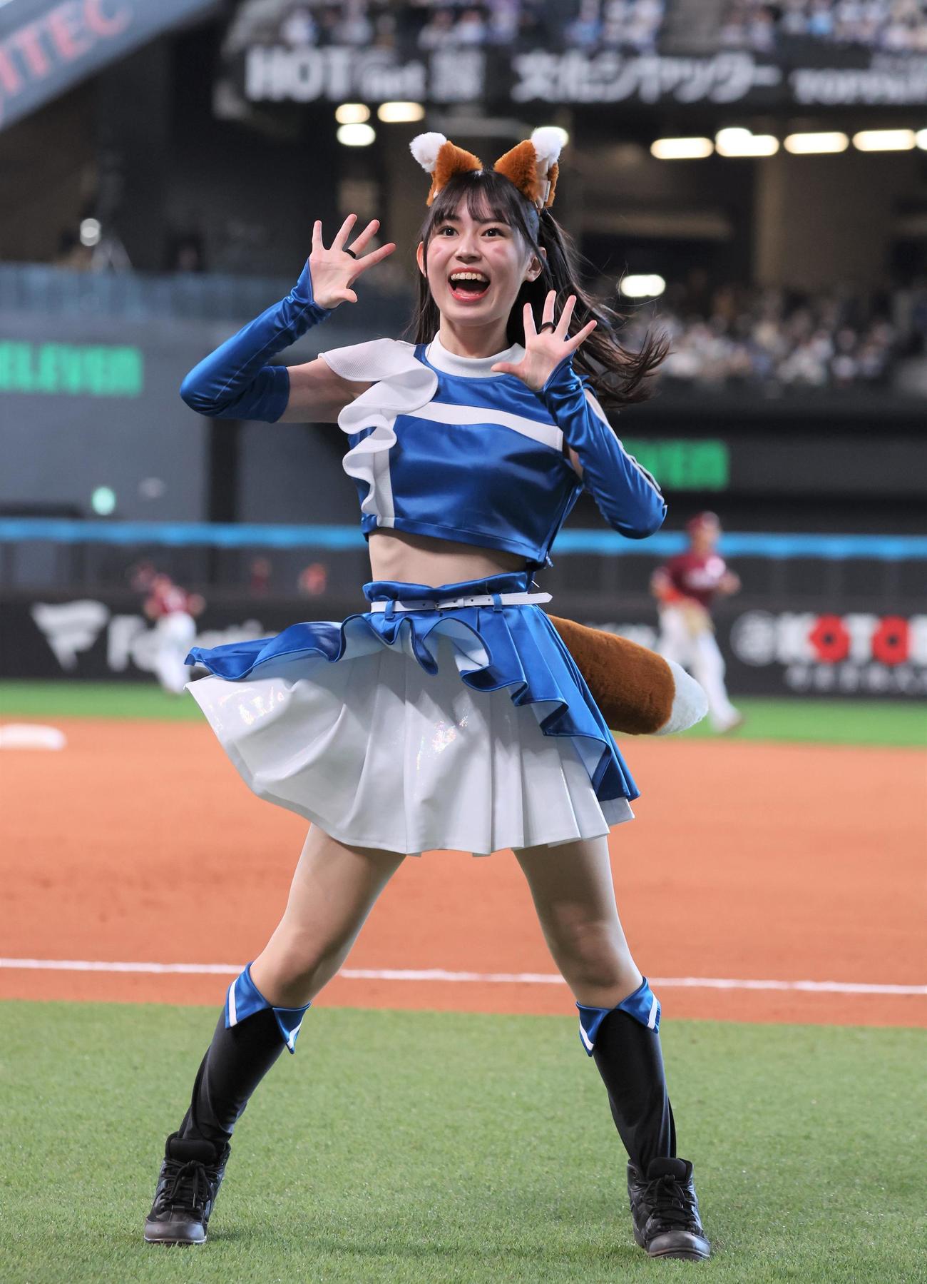 日本ハム対楽天　「きつねダンス」を踊るファイターズガール（撮影・黒川智章）