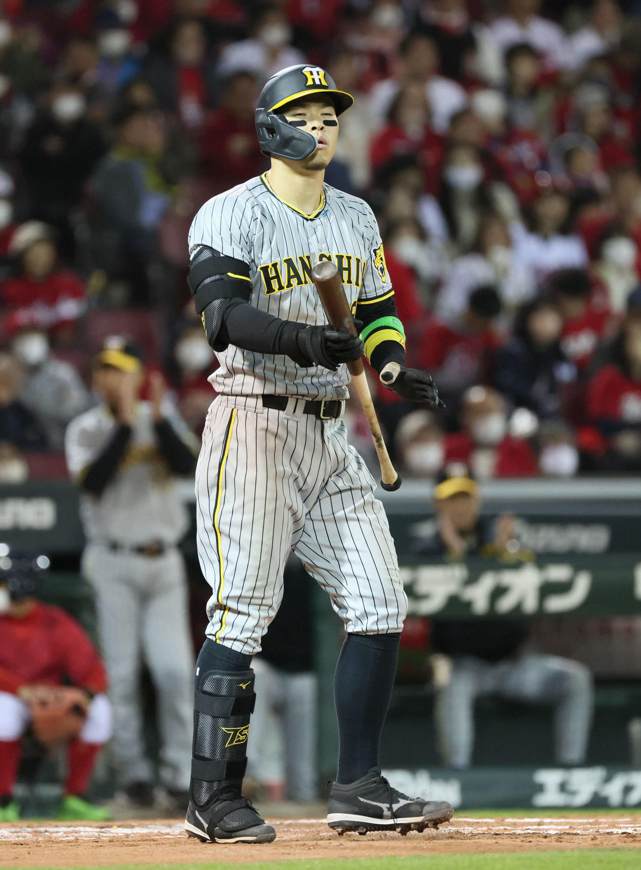 広島対阪神　7回表阪神2死一塁、佐藤輝は四球（撮影・加藤孝規）