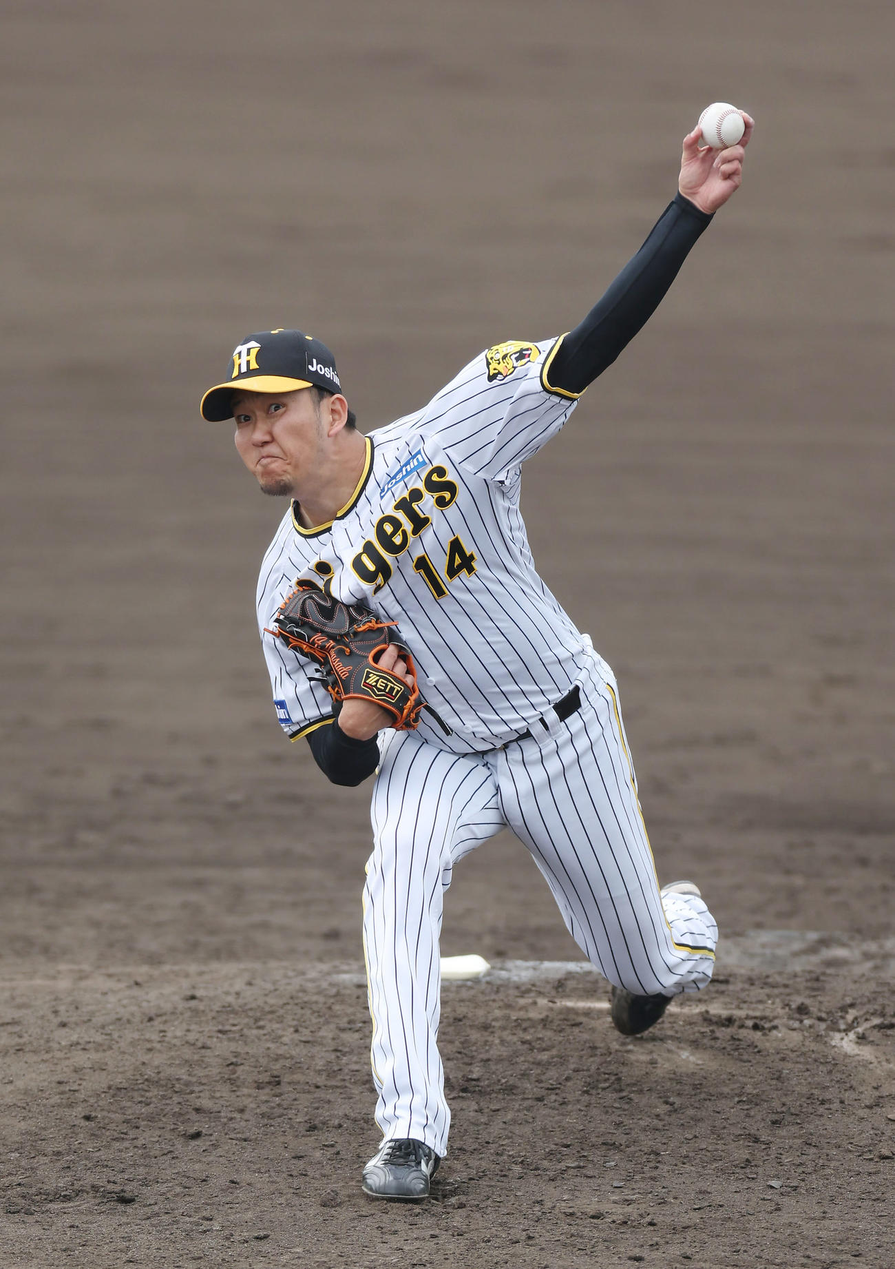 シート打撃に登板した阪神岩貞（撮影・前田充）