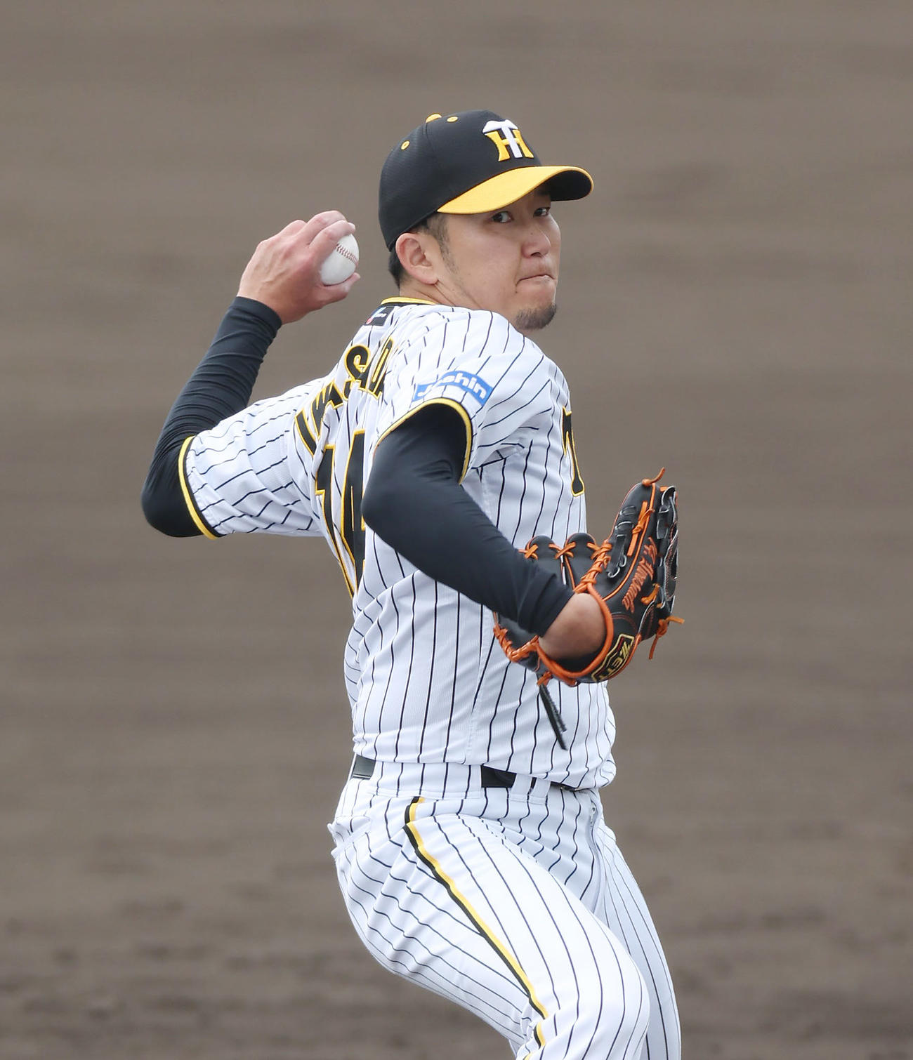 シート打撃に登板する阪神岩貞（撮影・前田充）