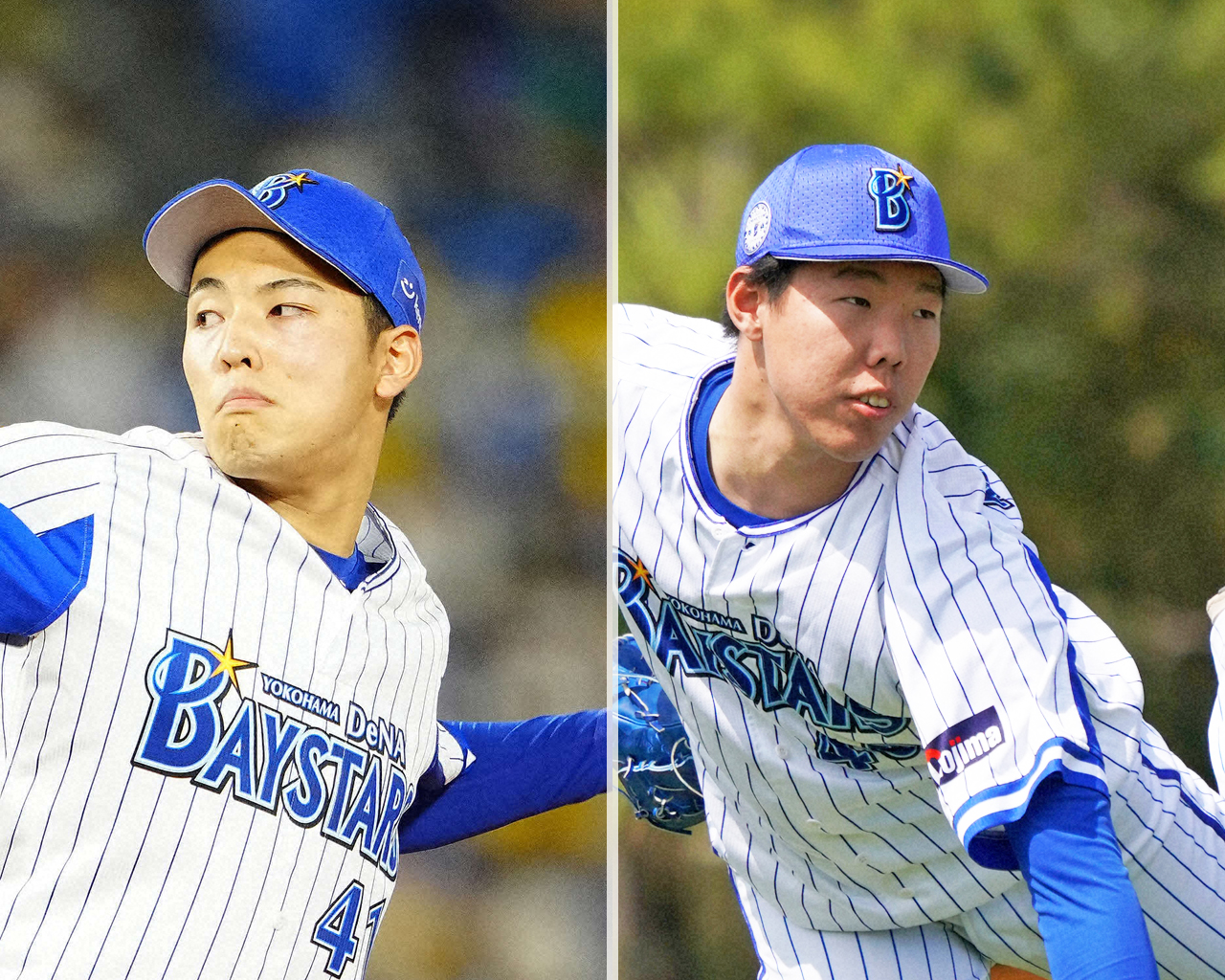 DeNA桜井周斗（左）と松本隆之介