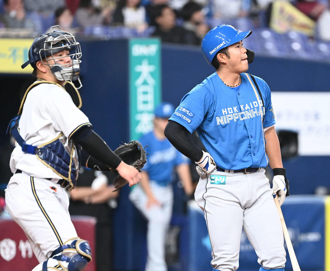 オリックス対日本ハム　4回表日本ハム無死、空振り三振に倒れる今川（撮影・和賀正仁）