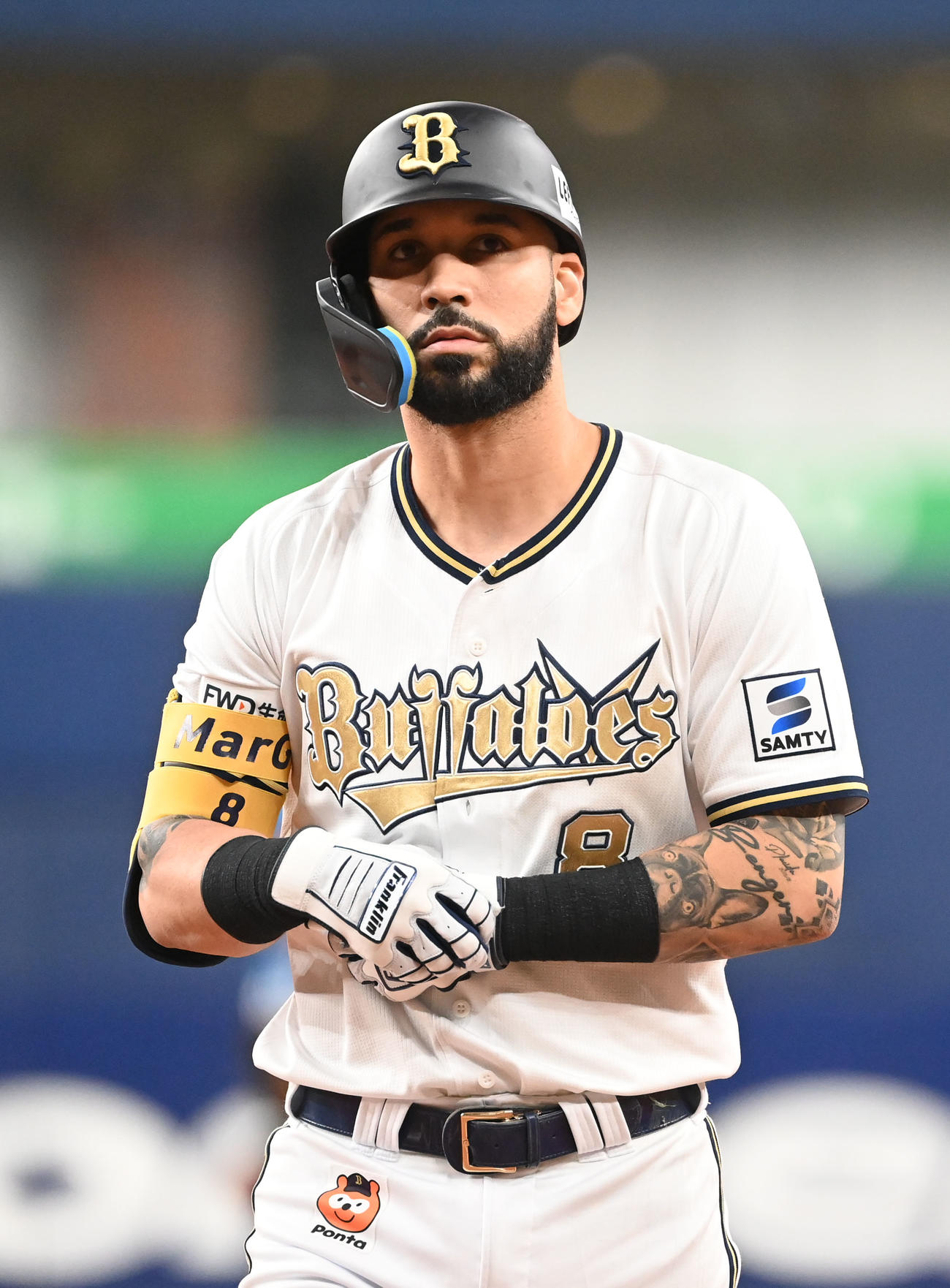 オリックス対日本ハム　7回裏オリックス2死満塁、左飛に倒れたゴンザレス（撮影・和賀正仁）