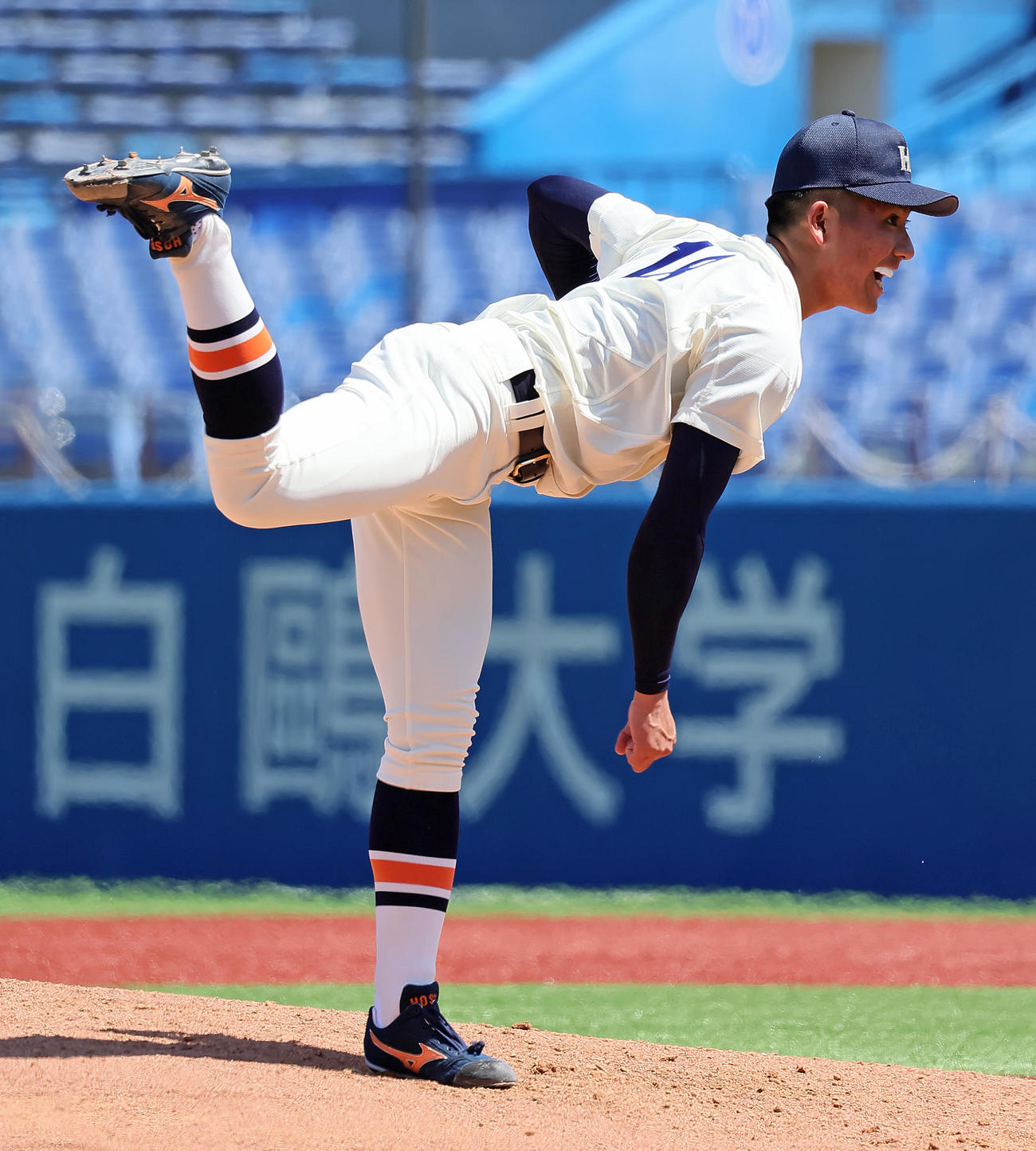 慶大対法大　法大先発の篠木（撮影・足立雅史）