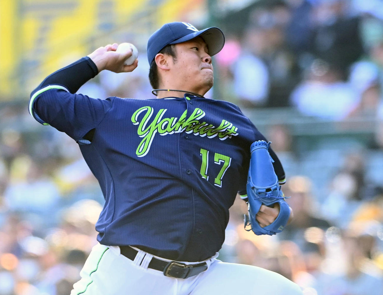 阪神対ヤクルト　ヤクルト4番手の清水（撮影・前岡正明）