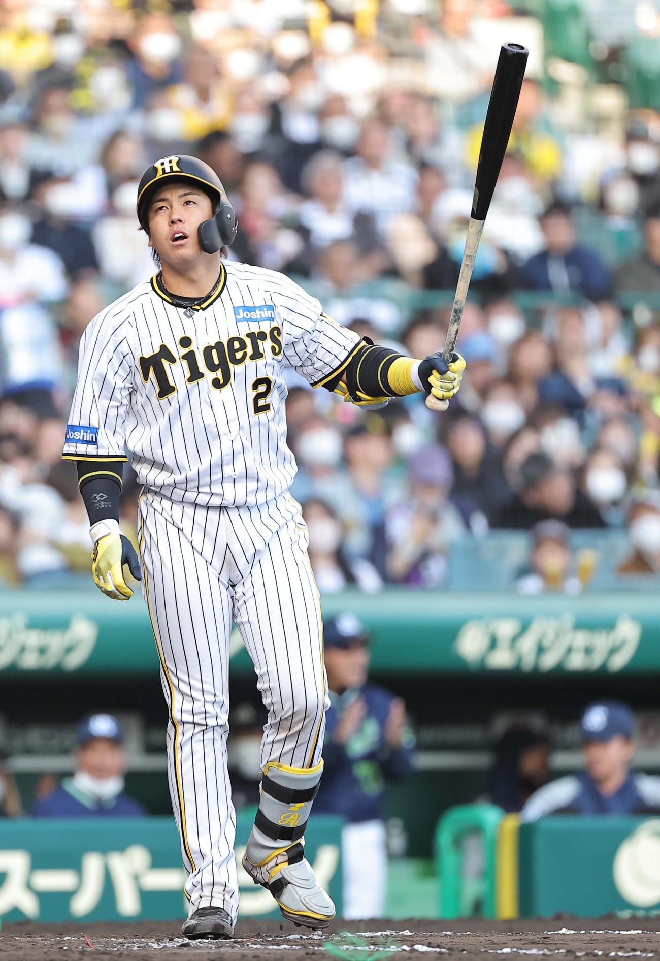 阪神対ヤクルト　8回裏阪神2死二塁、梅野は三振に倒れる（撮影・上田博志）